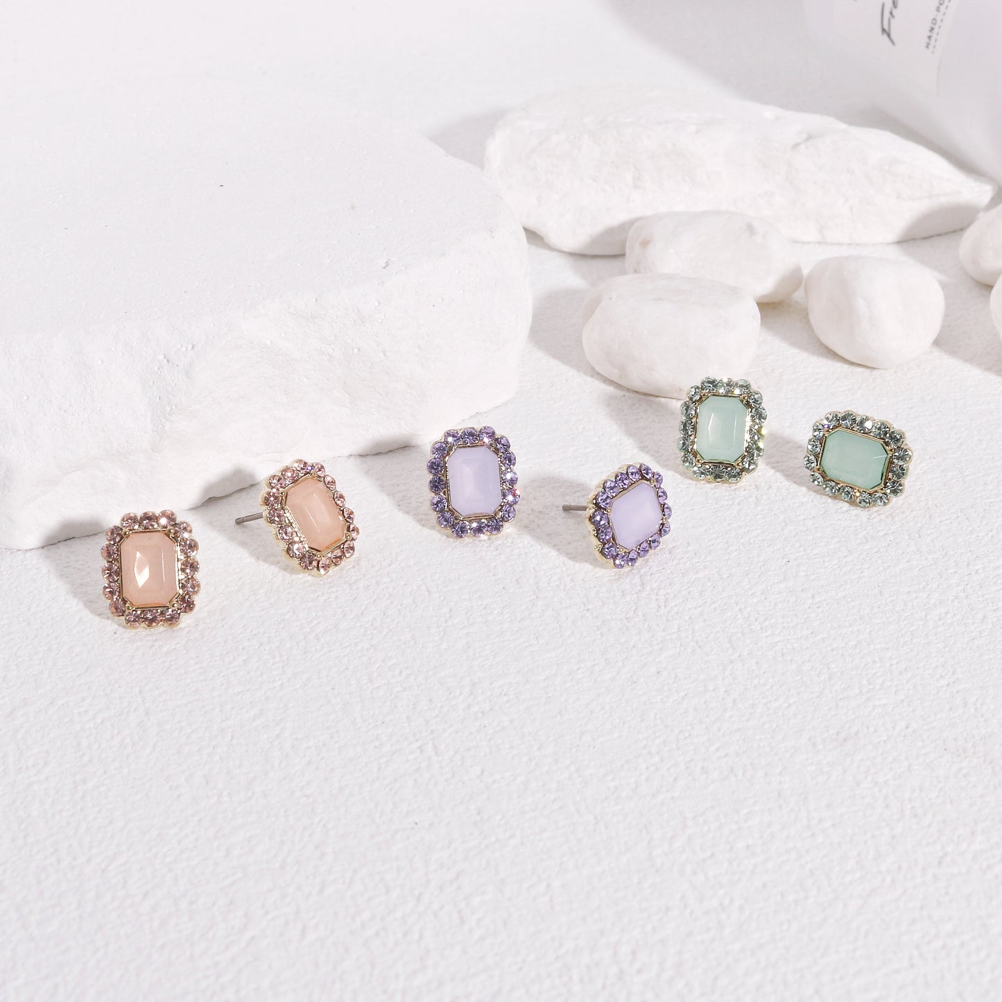 Nyala Estate Style Crystal Halo Stud Earrings
