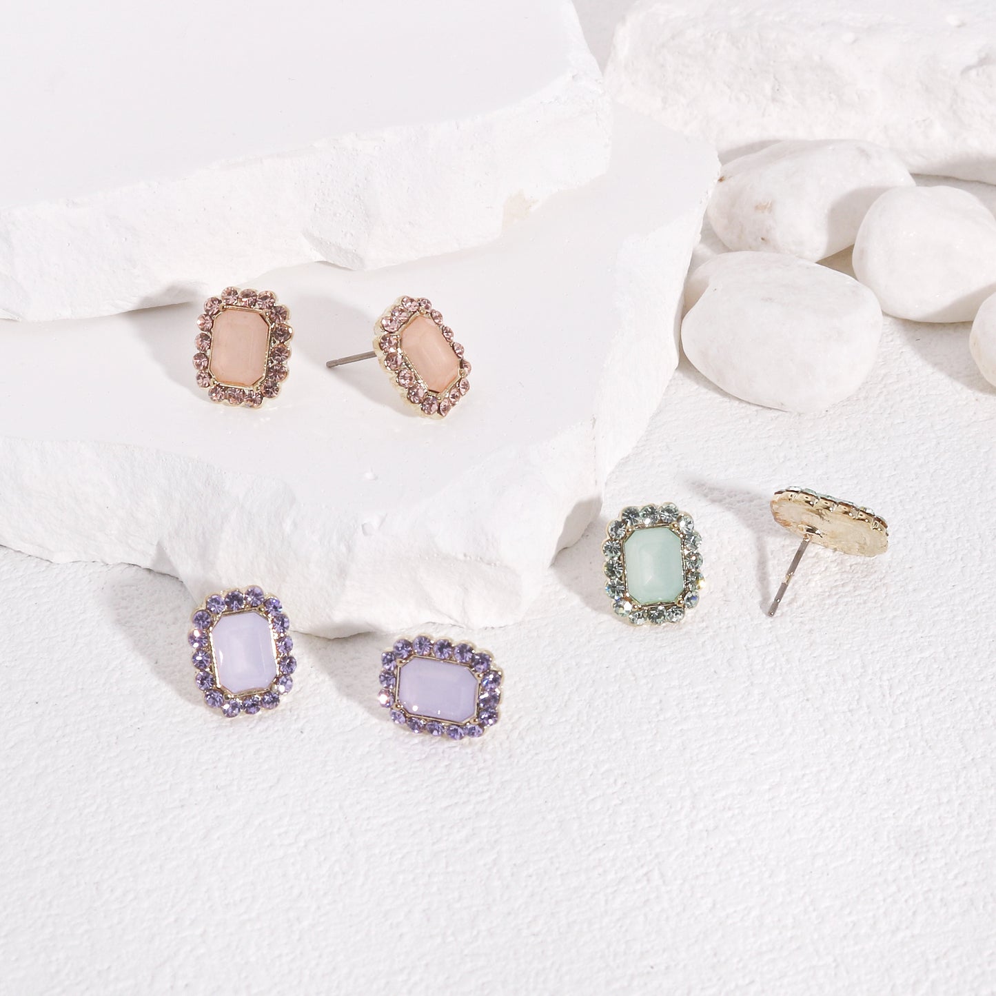 Nyala Estate Style Crystal Halo Stud Earrings