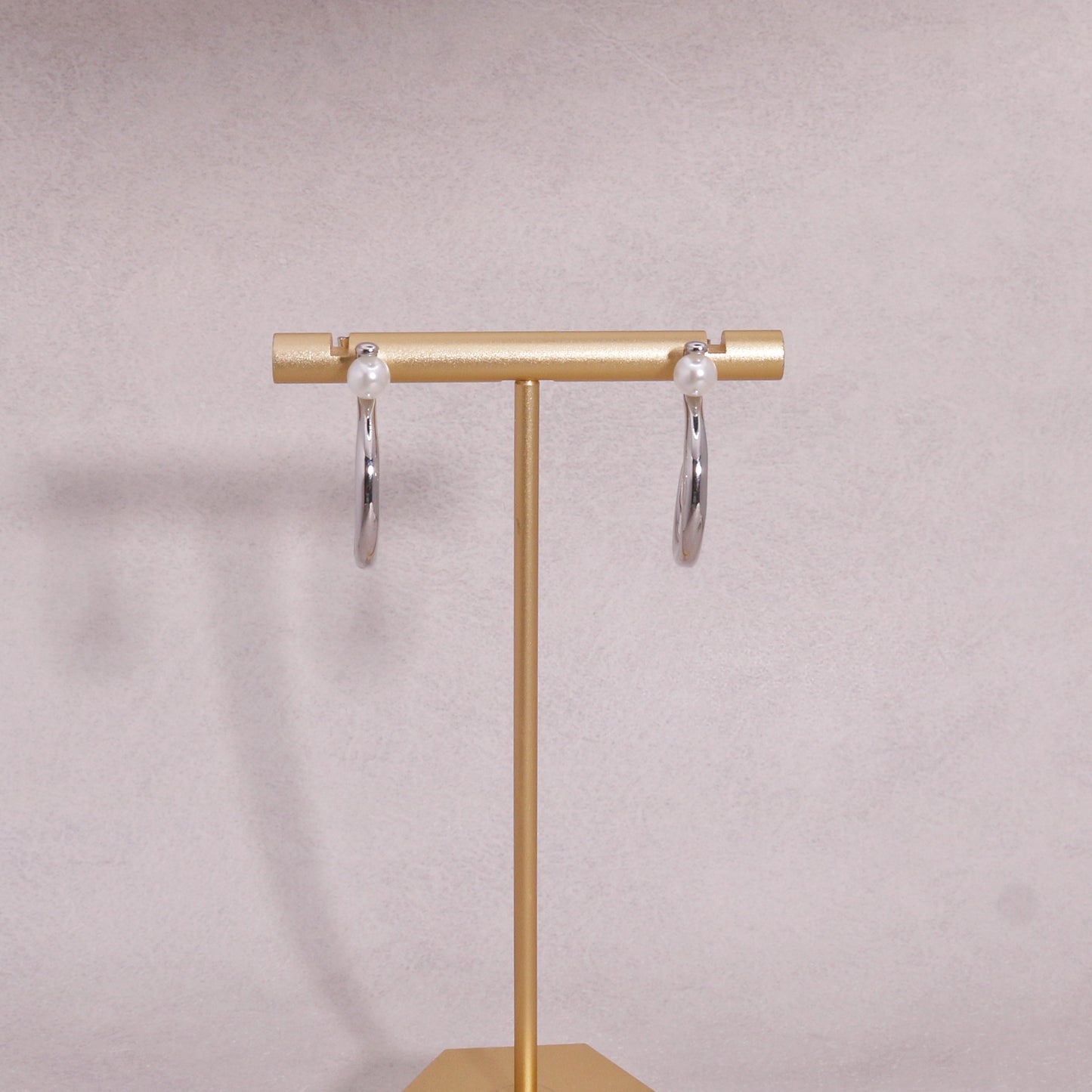Mia High Polish Curved Metal Hoop Drop Earrings