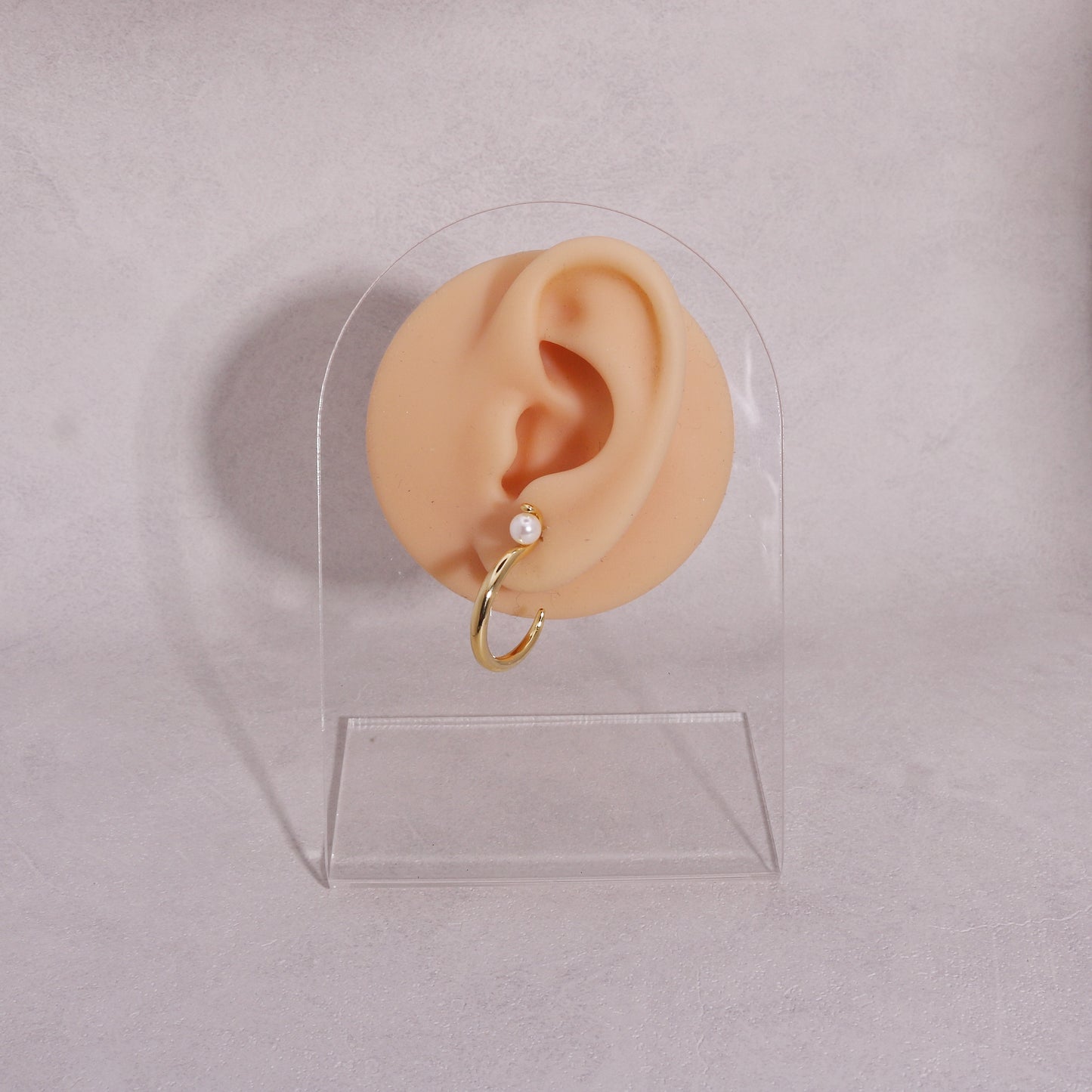 Mia High Polish Curved Metal Hoop Drop Earrings