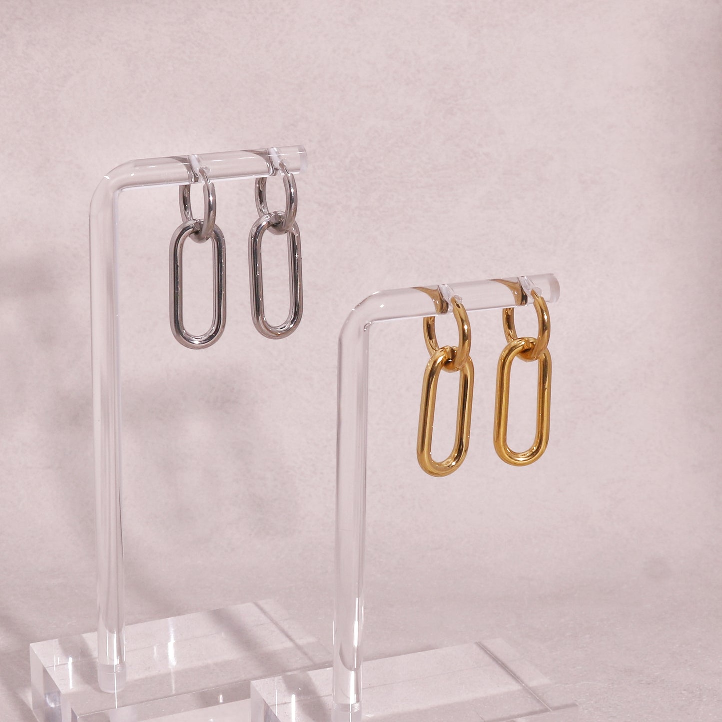 Delia Minimalist Steel Paper Clip Drop Earrings