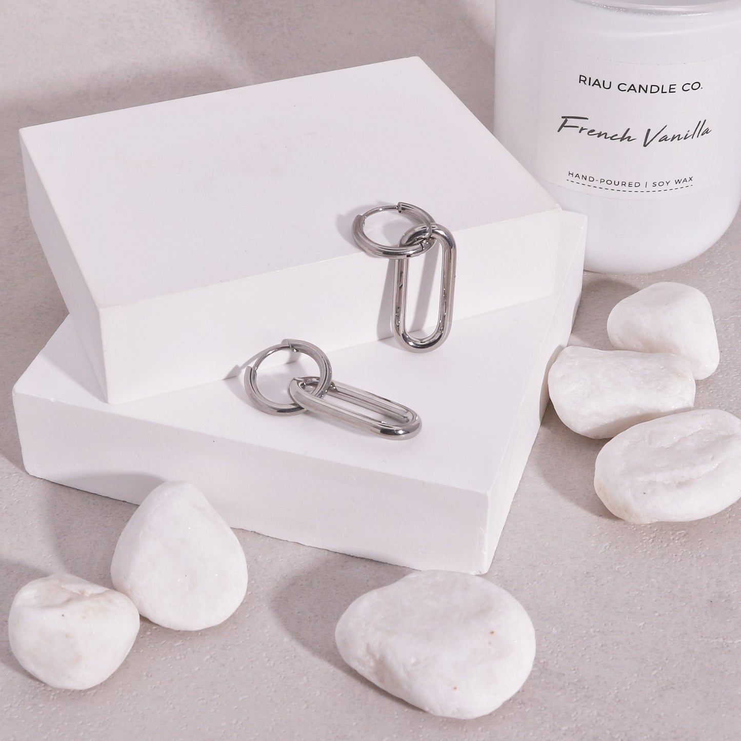 Delia Minimalist Steel Paper Clip Drop Earrings