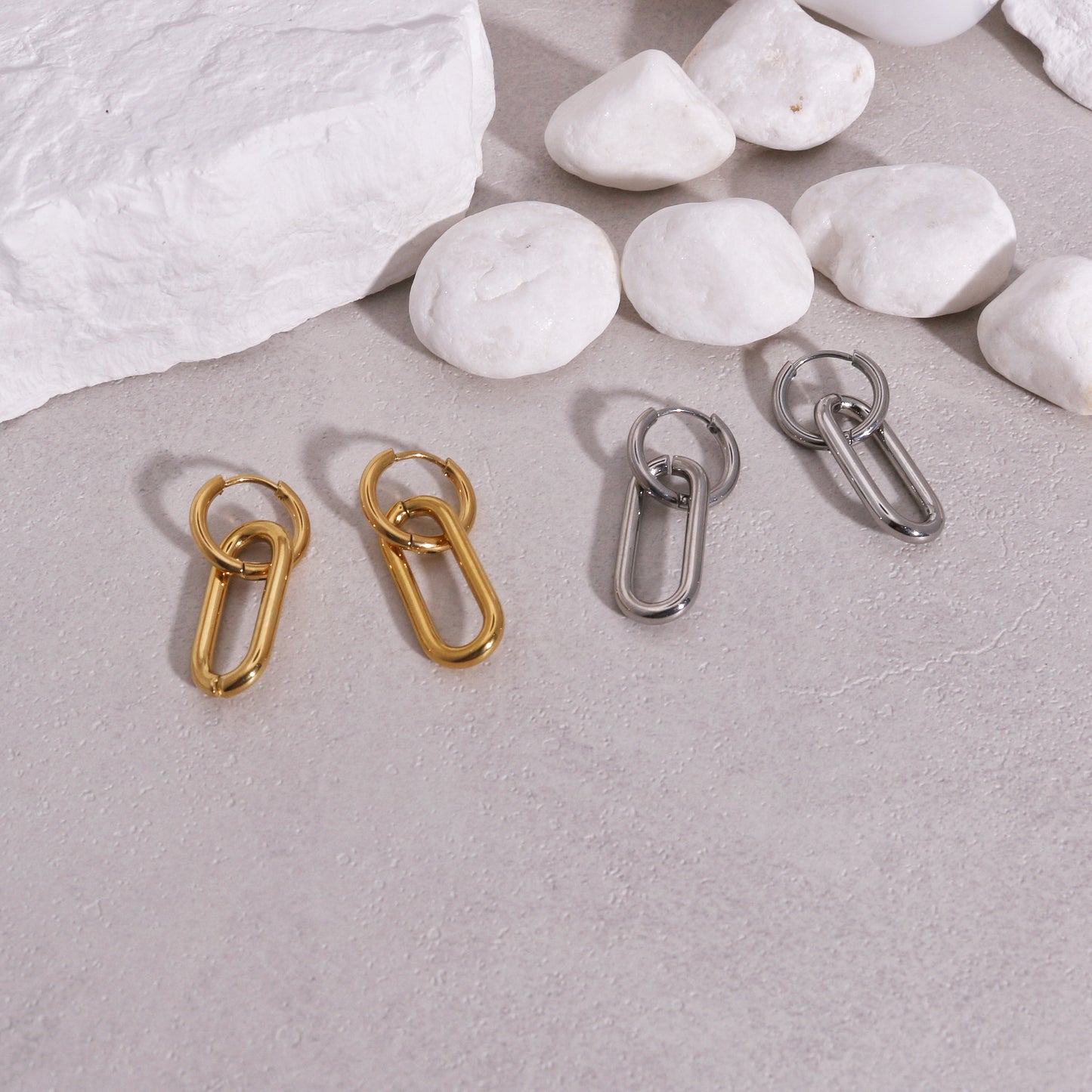 Delia Minimalist Steel Paper Clip Drop Earrings