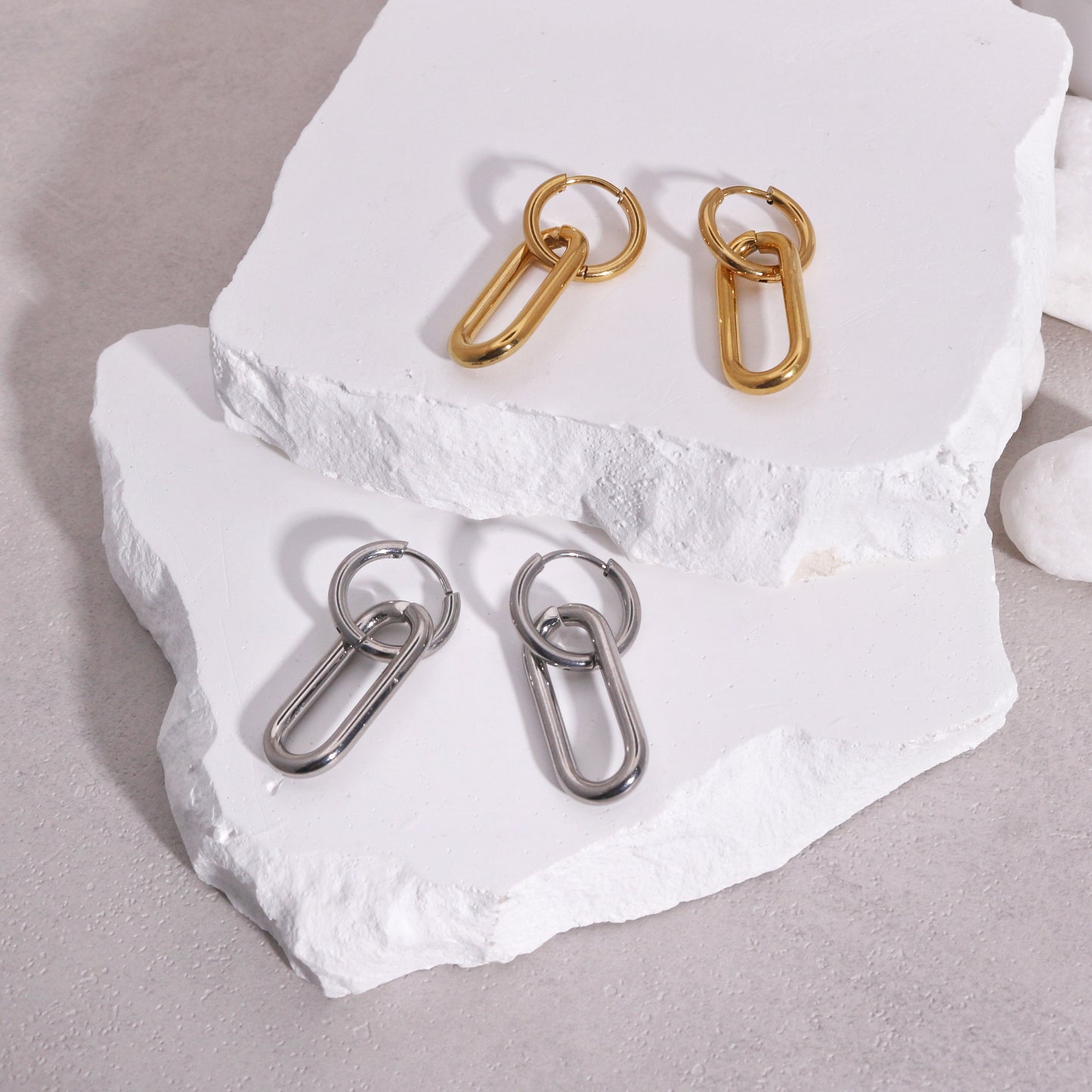 Delia Minimalist Steel Paper Clip Drop Earrings