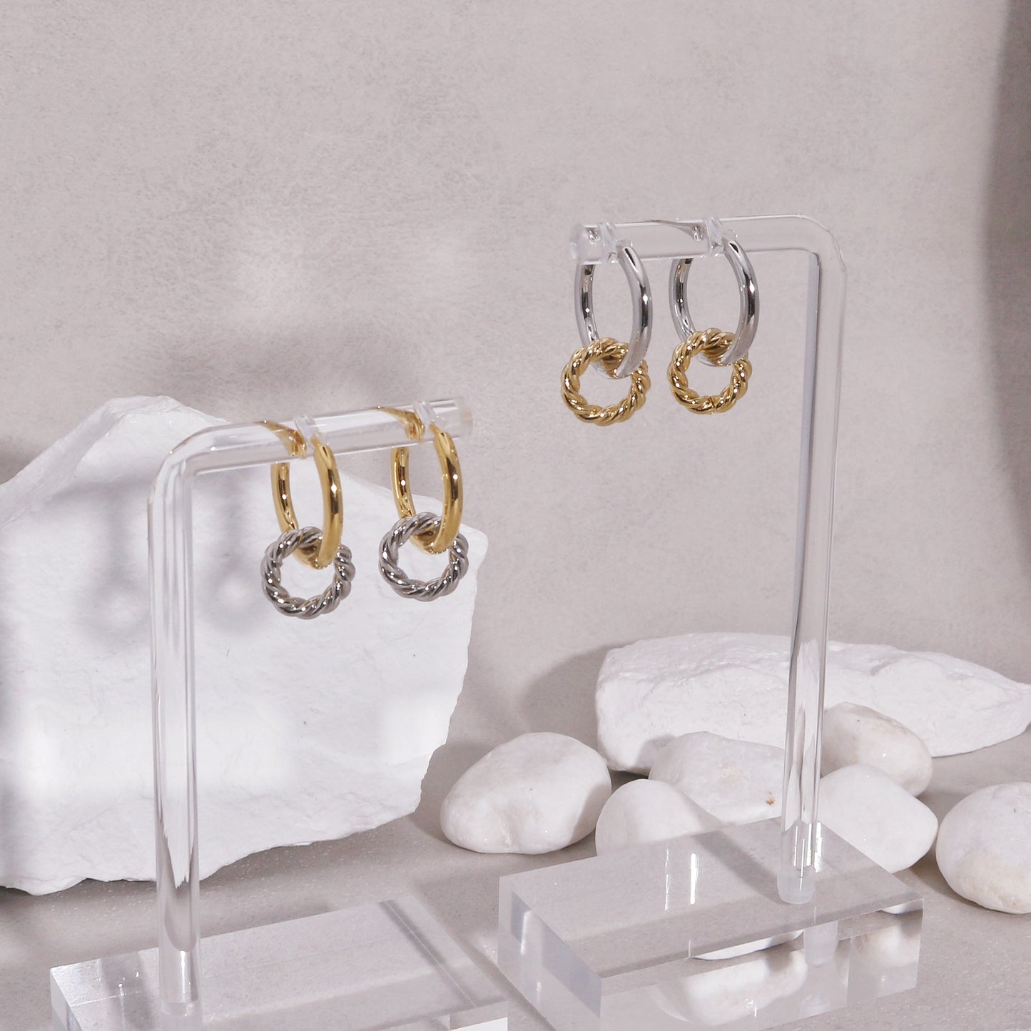 Raelynn Double Circle Hoop Drop Earrings