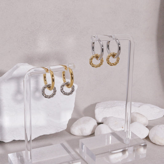 Raelynn Double Circle Hoop Drop Earrings