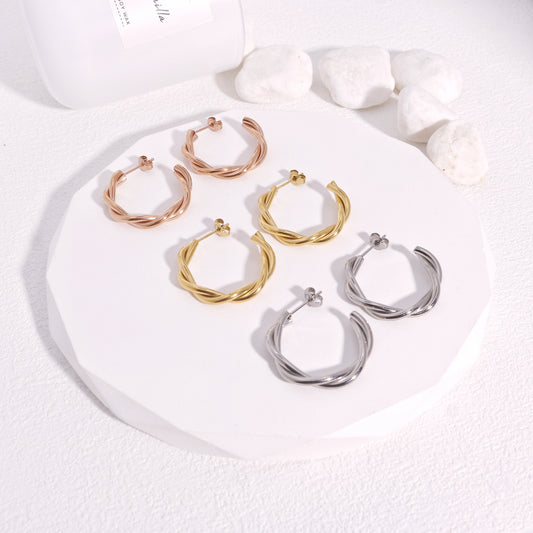 Gabriella Minimalist Twisted Hoop Earrings