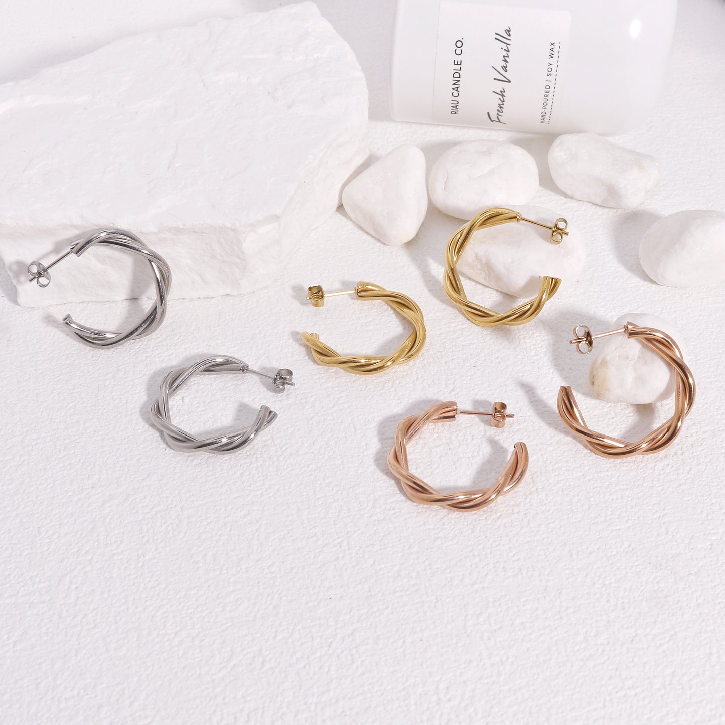 Gabriella Minimalist Twisted Hoop Earrings