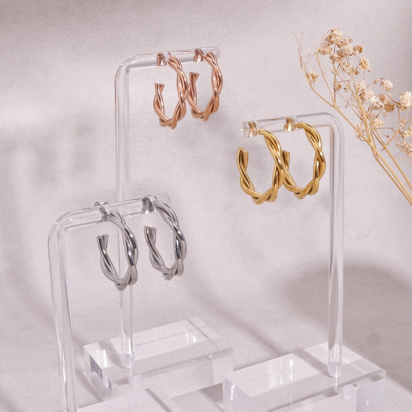 Gabriella Minimalist Twisted Hoop Earrings