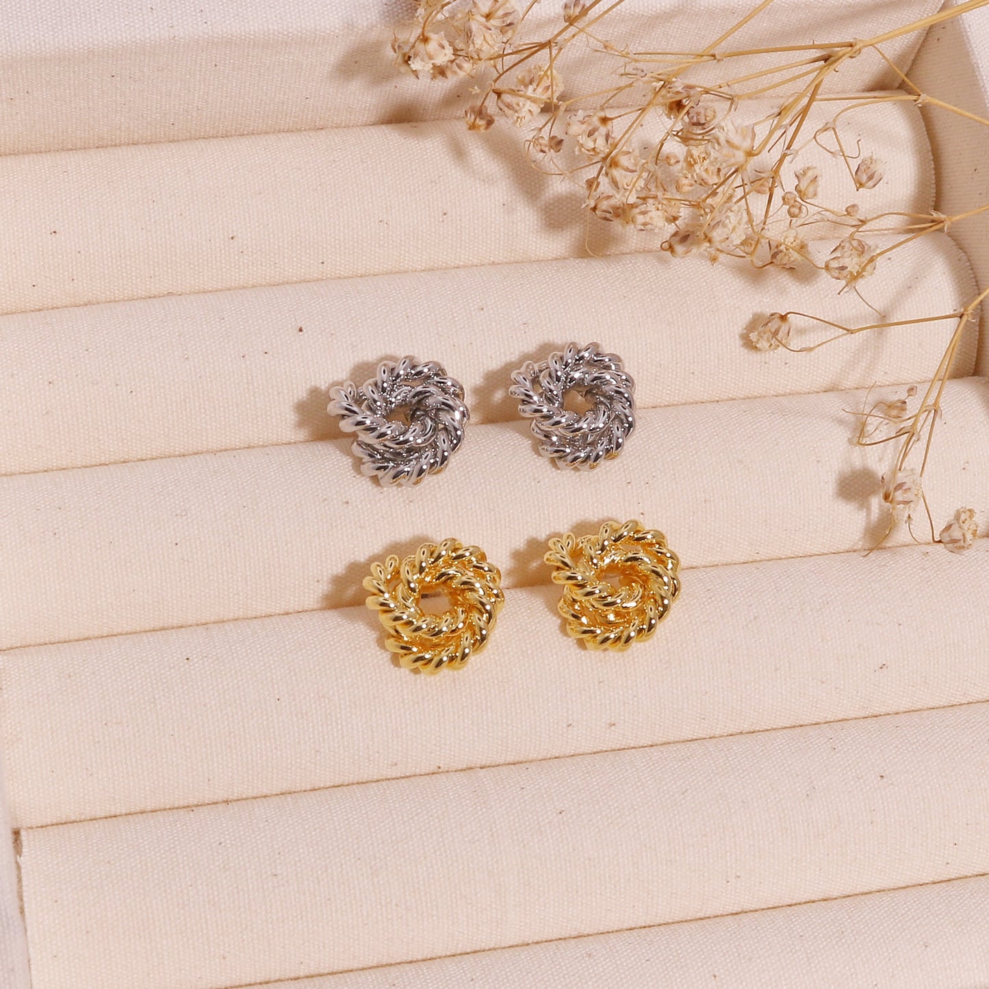 Blair Rope-Textured Metal Stud Earrings