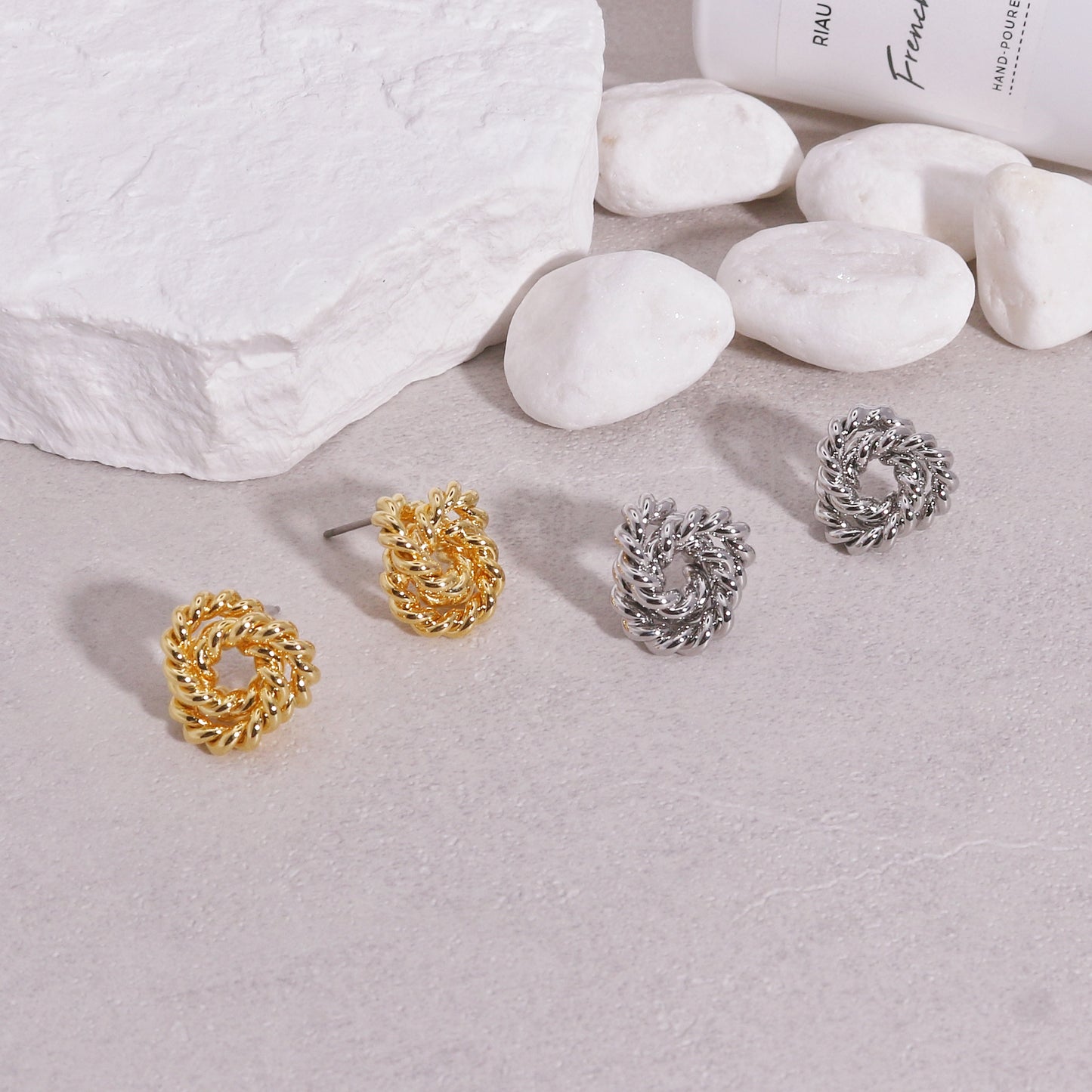 Blair Rope-Textured Metal Stud Earrings