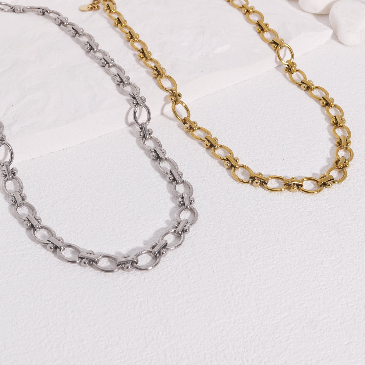 Livia Oval Link Steel Statement Necklace