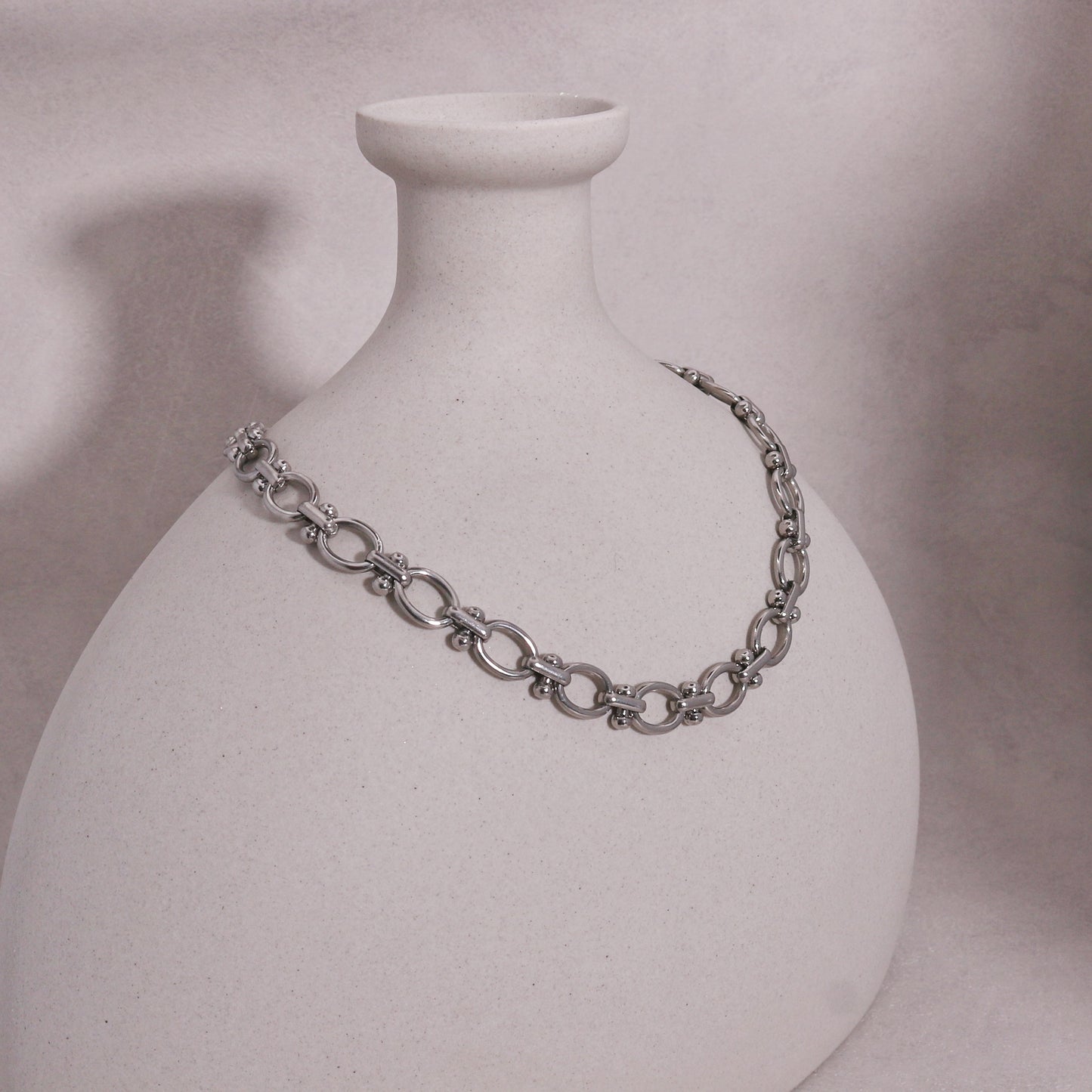 Livia Oval Link Steel Statement Necklace