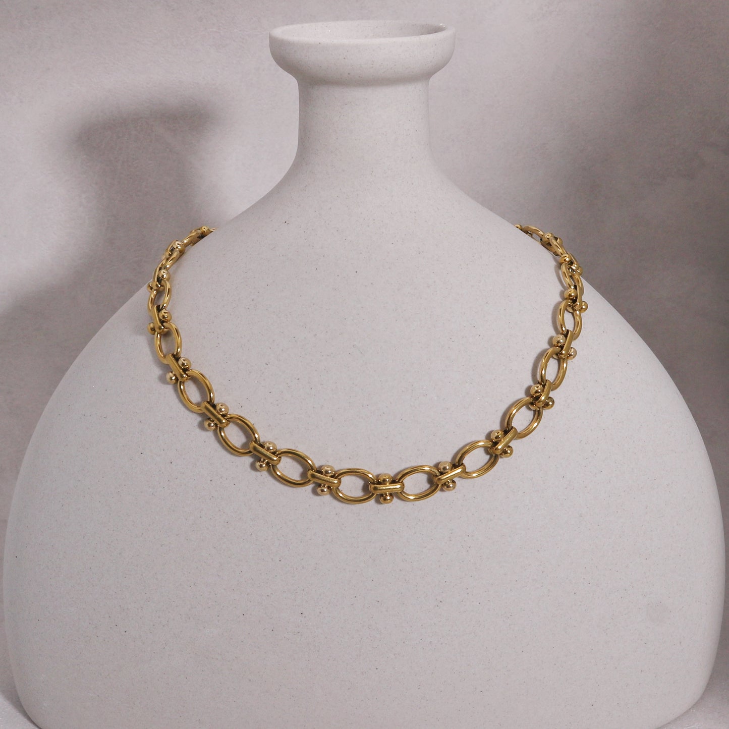 Livia Oval Link Steel Statement Necklace