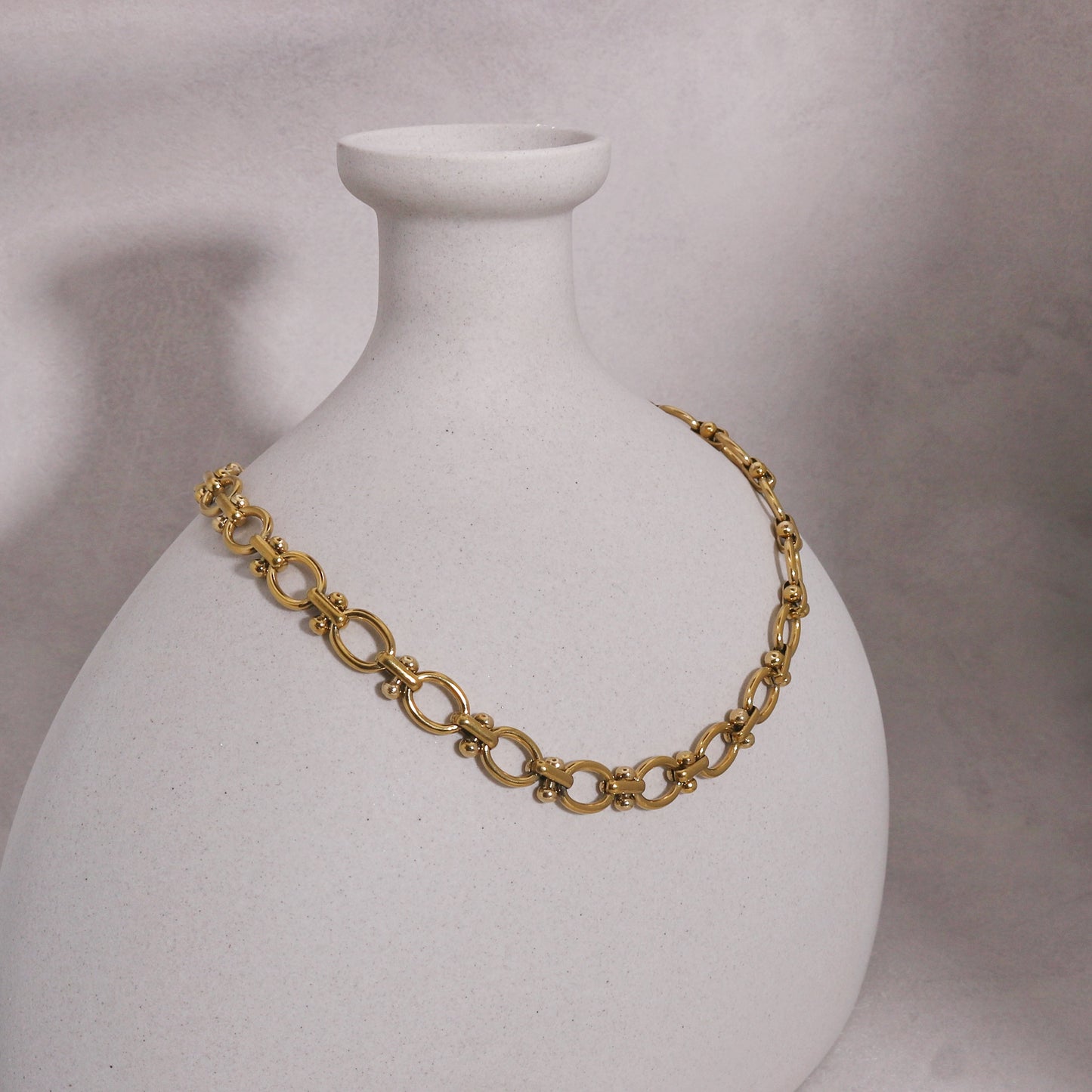 Livia Oval Link Steel Statement Necklace
