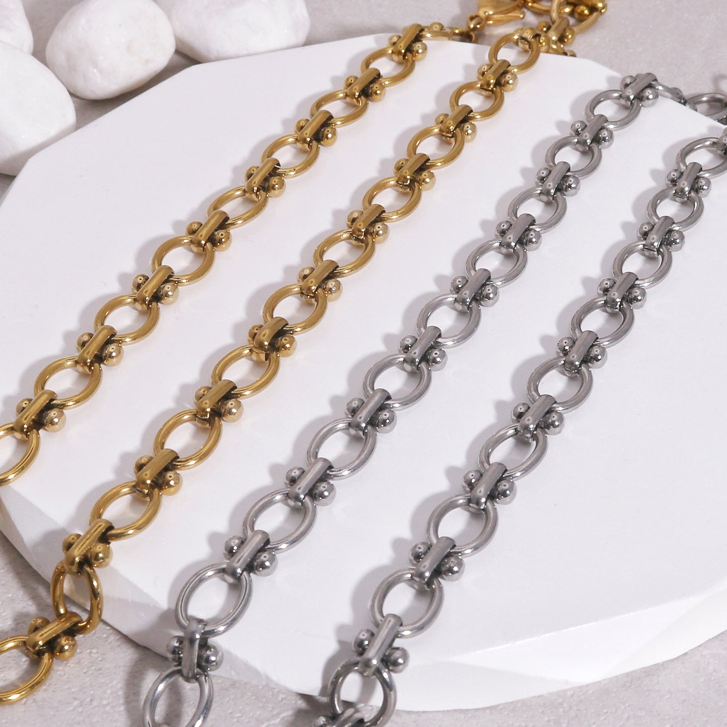 Livia Oval Link Steel Statement Necklace