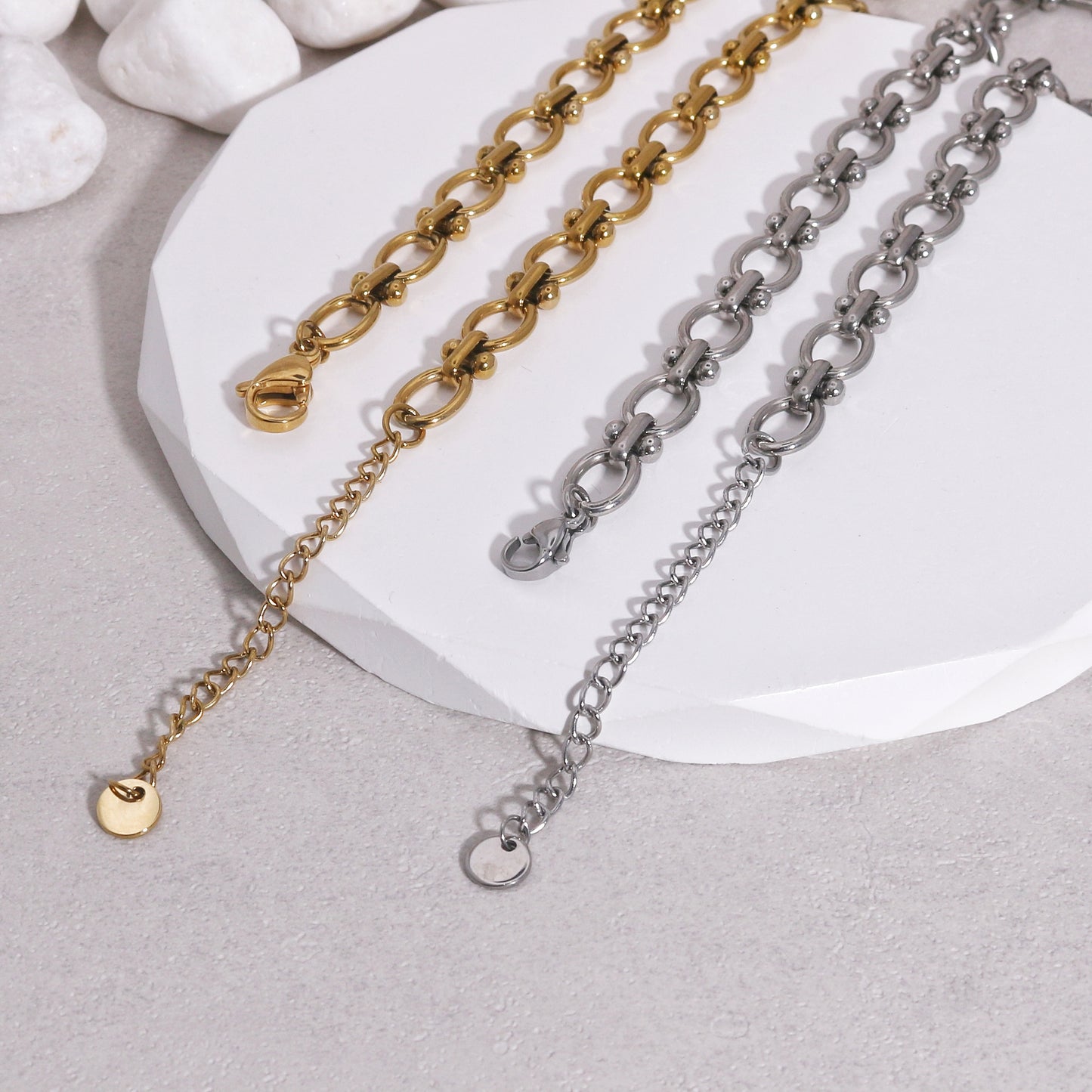 Livia Oval Link Steel Statement Necklace