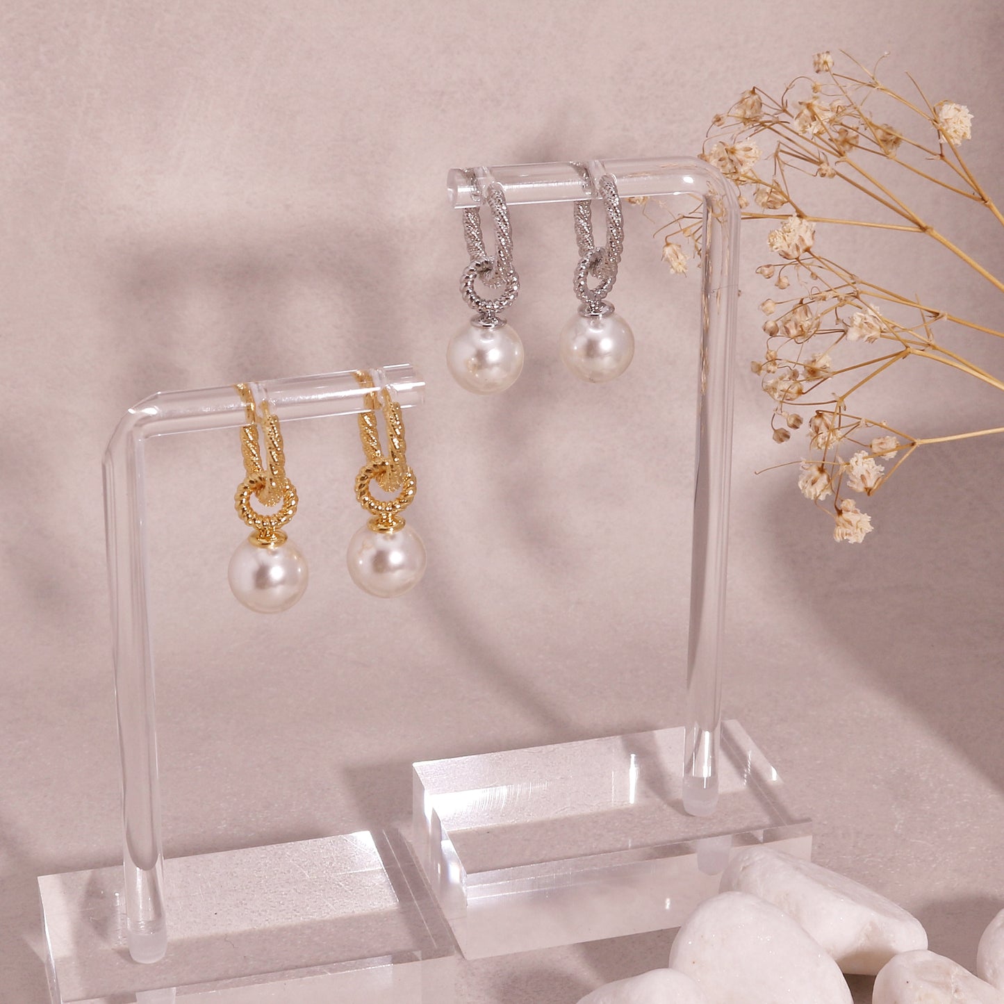 McKenzie Classic Pearl Charm Hoop Earrings