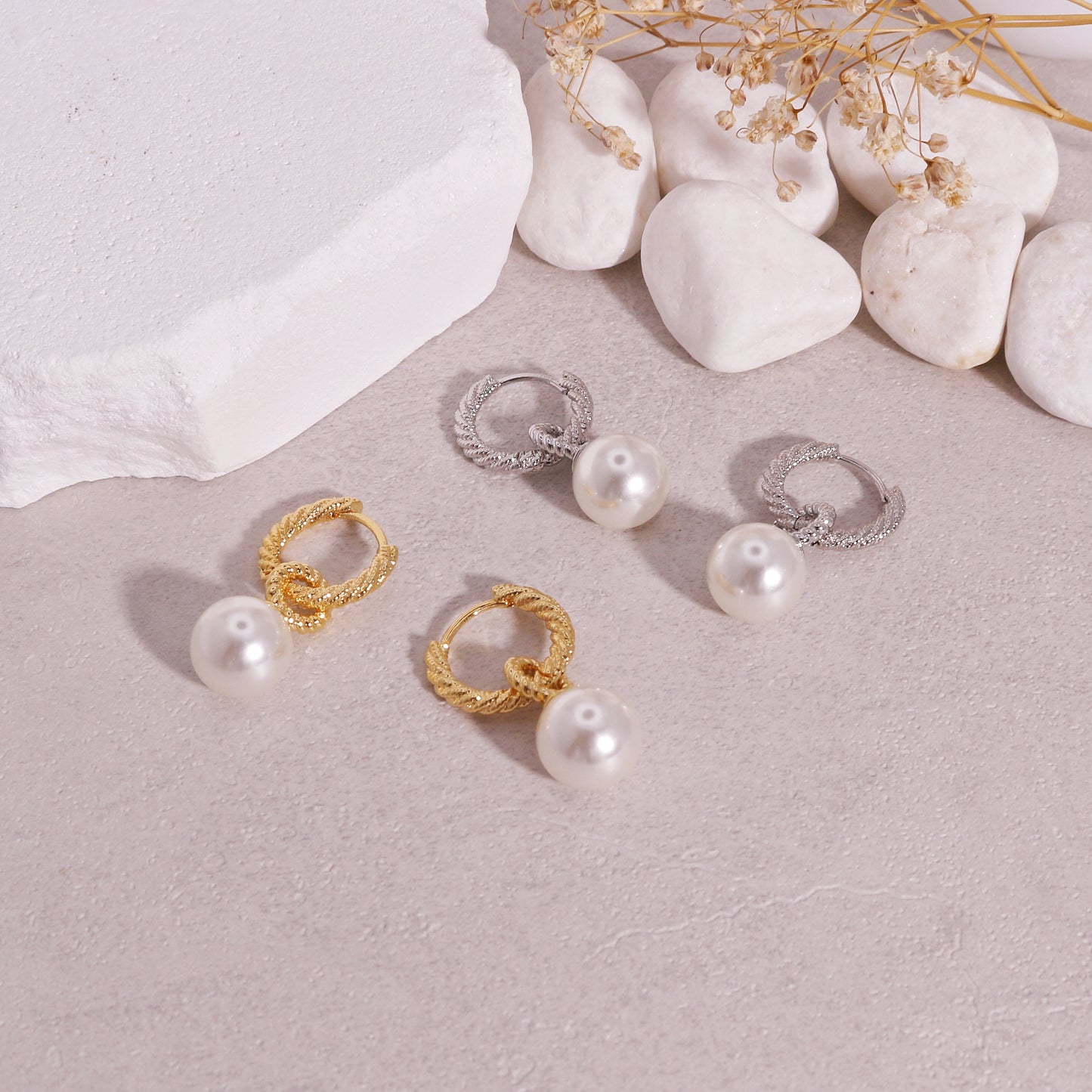 McKenzie Classic Pearl Charm Hoop Earrings
