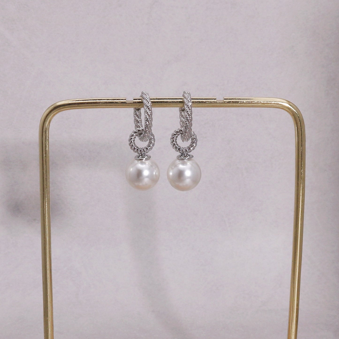 McKenzie Classic Pearl Charm Hoop Earrings