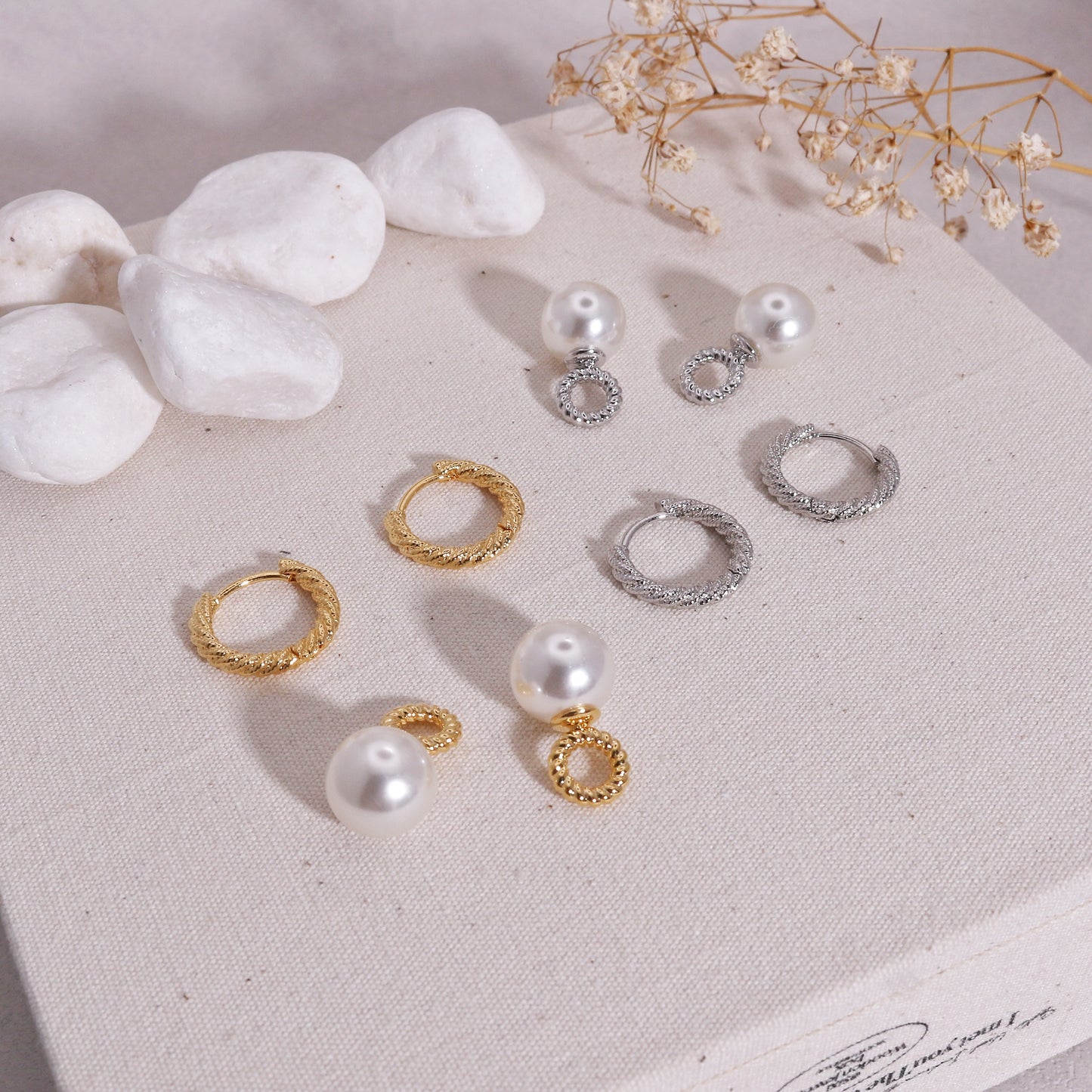 McKenzie Classic Pearl Charm Hoop Earrings
