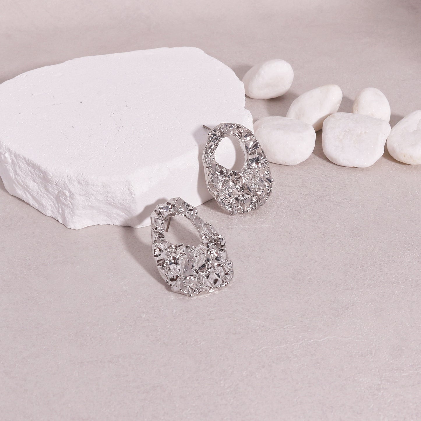 Chrystine Metal Foil Statement Drop Earrings