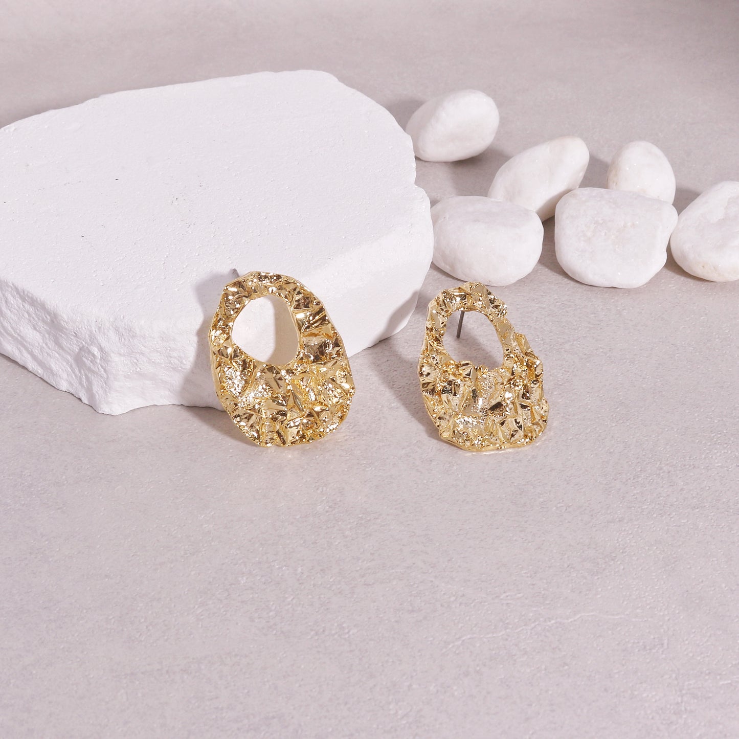 Chrystine Metal Foil Statement Drop Earrings