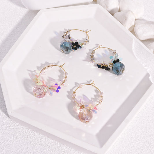 Aria Crystal Fantasy Hoop Dangle Earrings