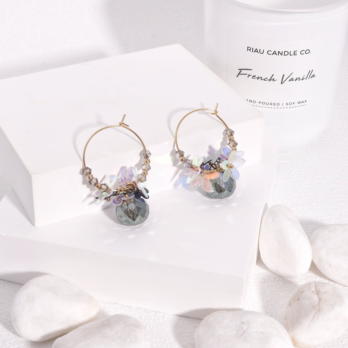 Aria Crystal Fantasy Hoop Dangle Earrings