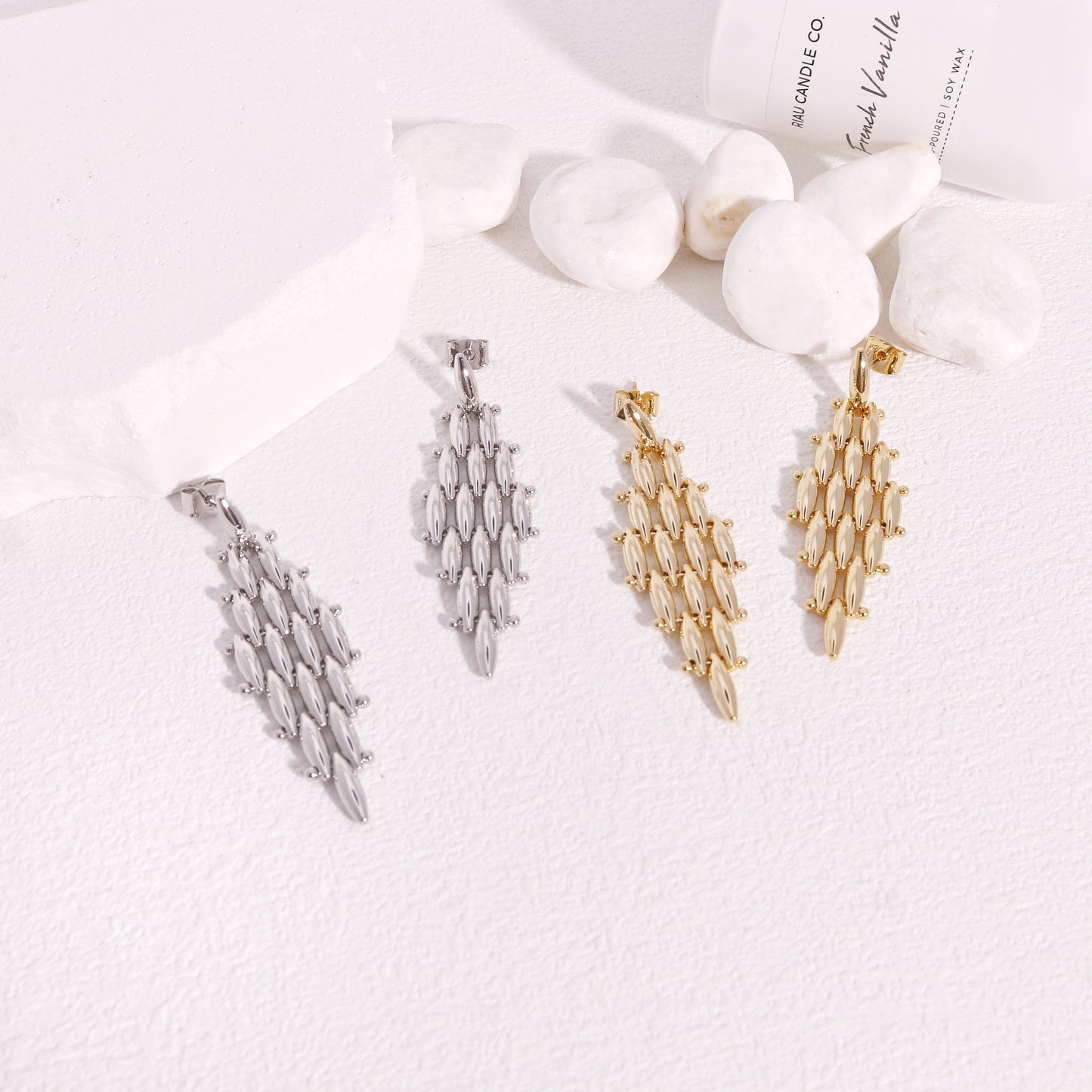 Tatum Liquid Metal Statement Drop Earrings