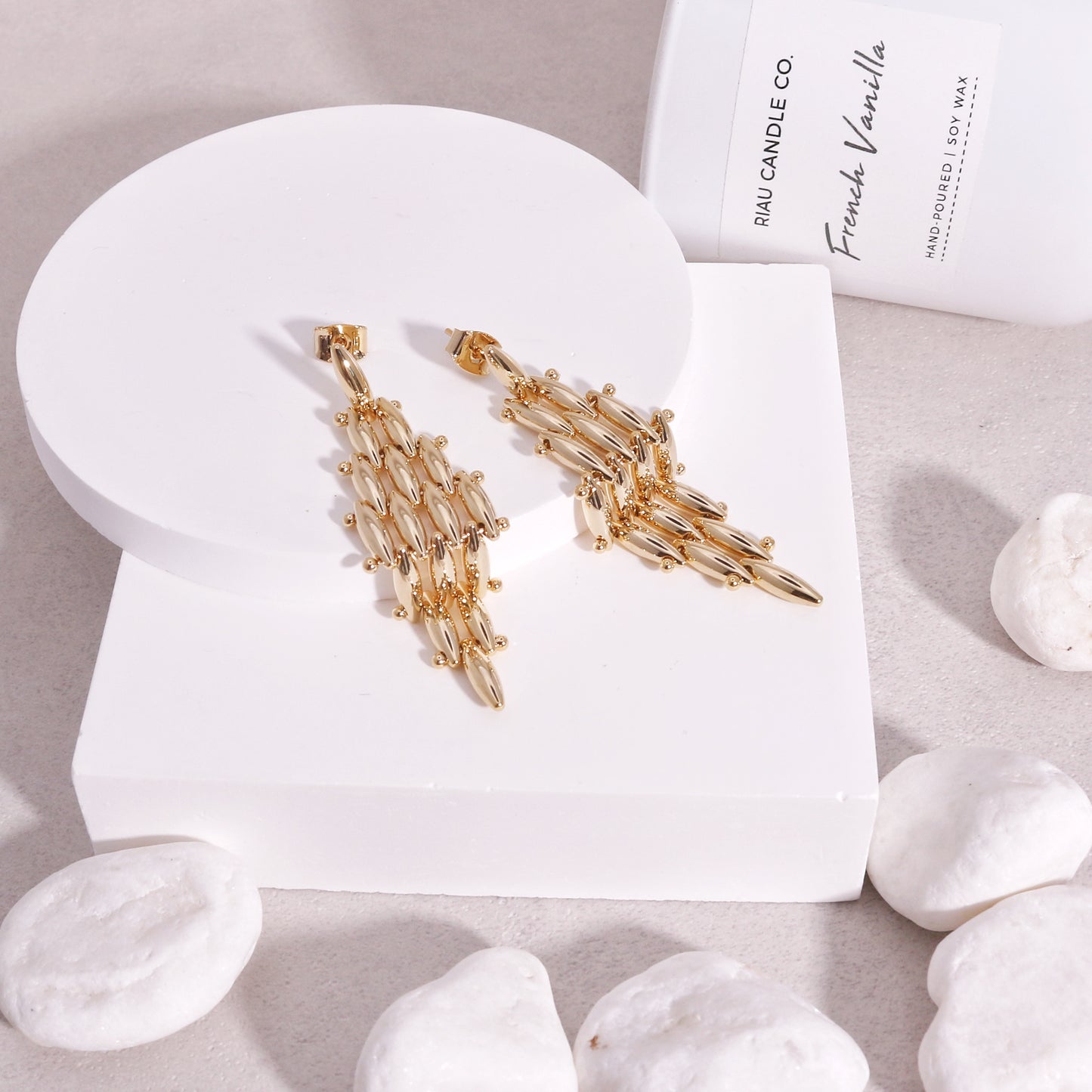 Tatum Liquid Metal Statement Drop Earrings