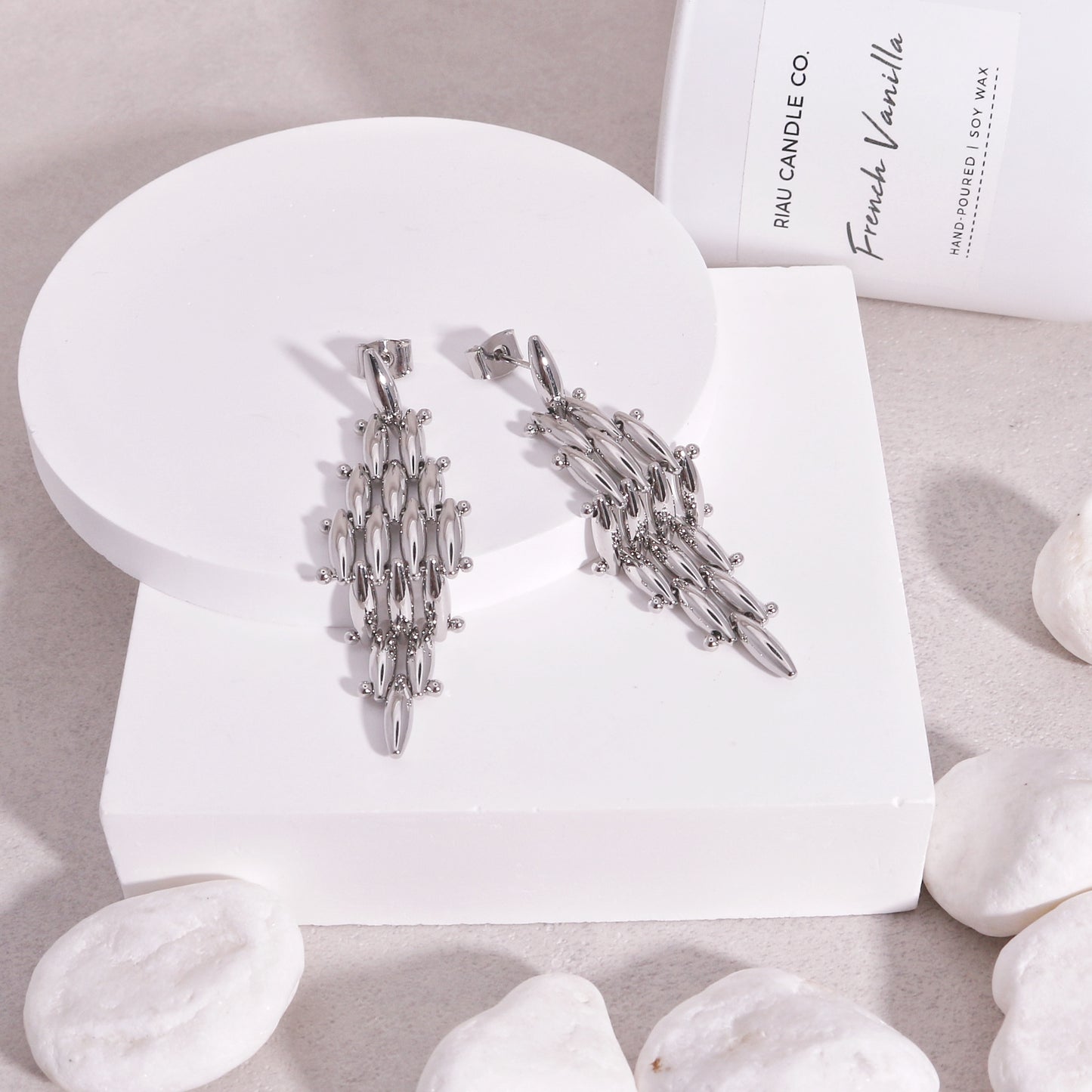 Tatum Liquid Metal Statement Drop Earrings