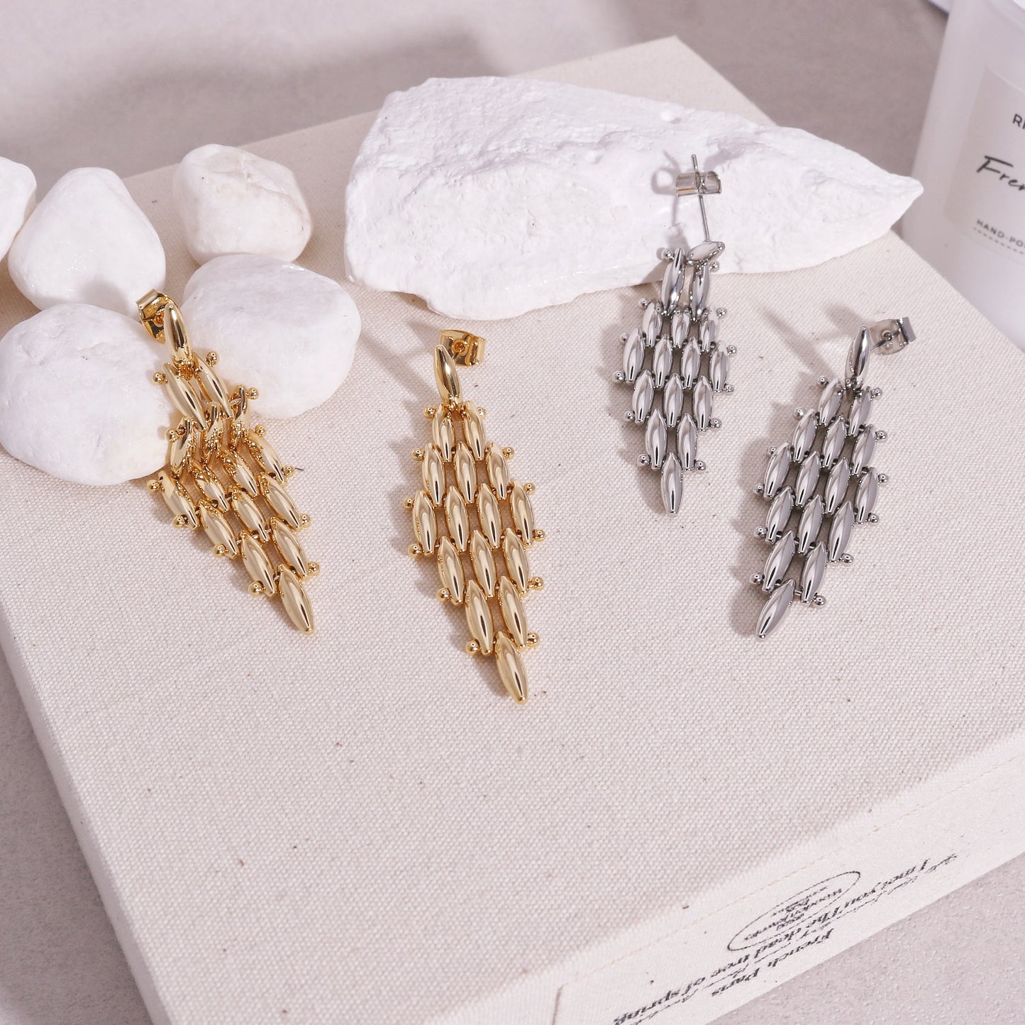 Tatum Liquid Metal Statement Drop Earrings