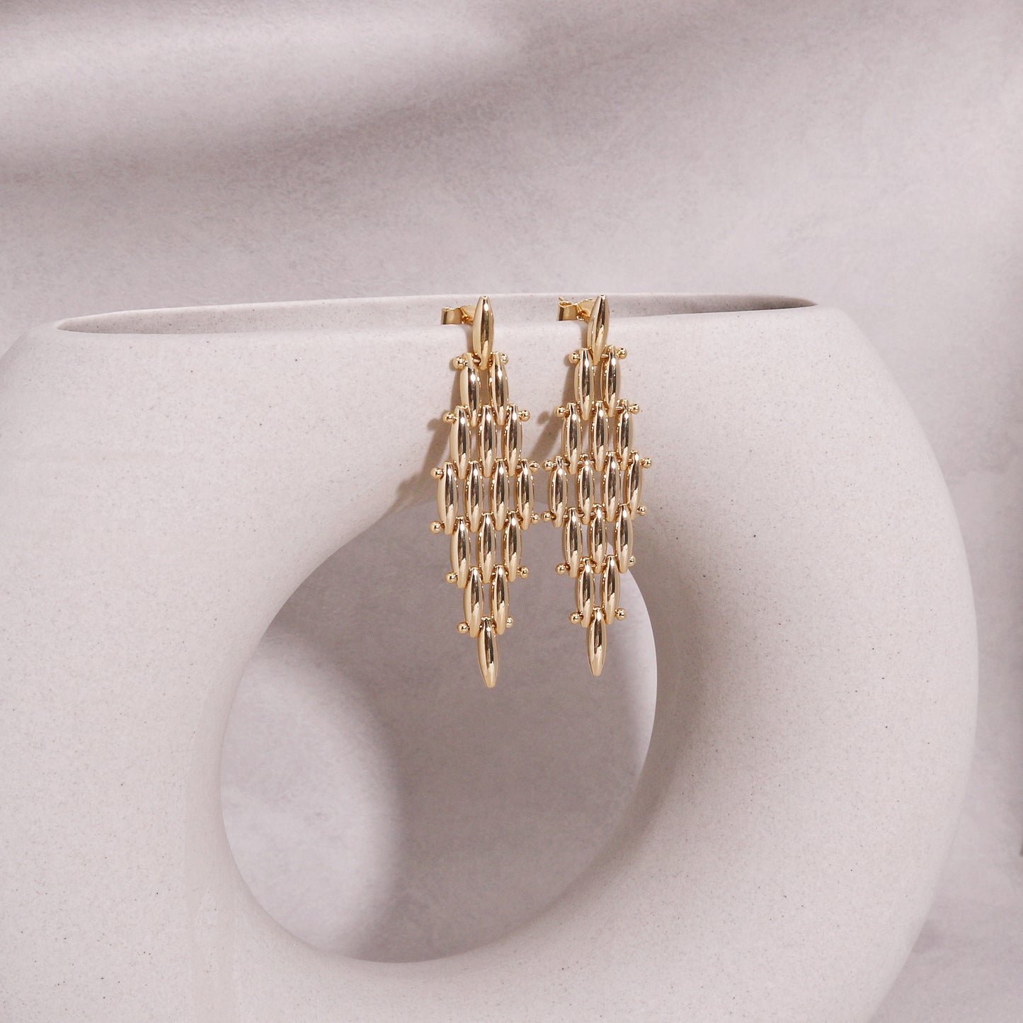 Tatum Liquid Metal Statement Drop Earrings