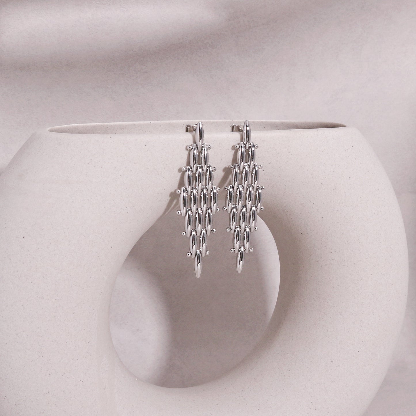 Tatum Liquid Metal Statement Drop Earrings