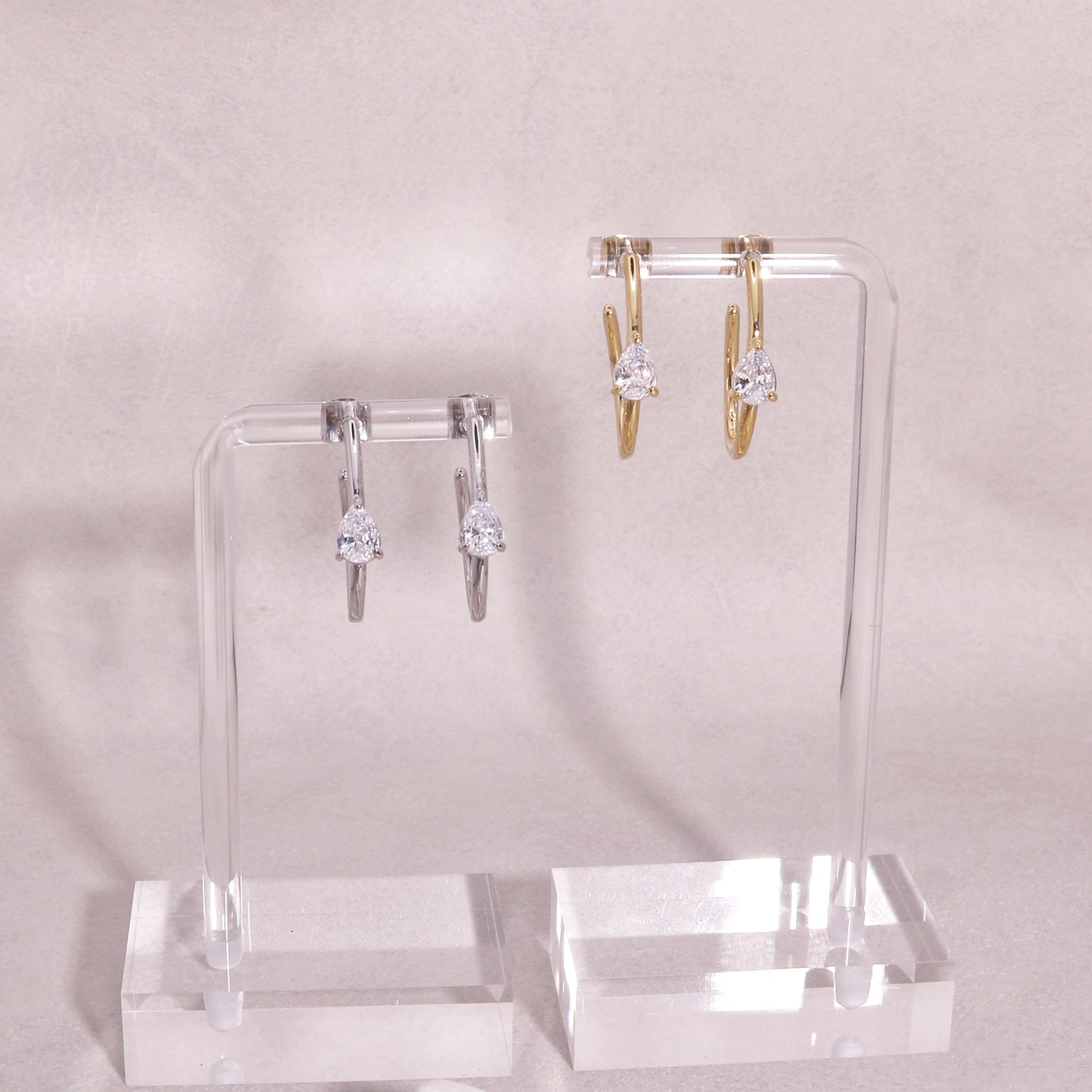 Gaia Solitaire CZ Solitaire Hoop Drop Earrings