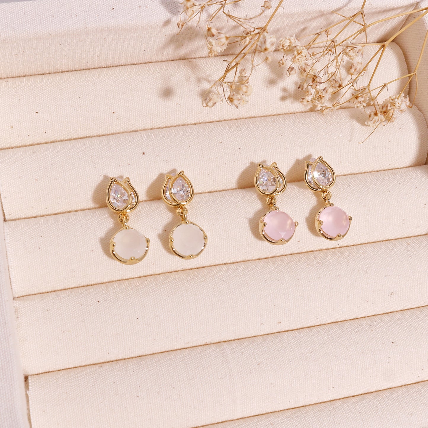 Lila Stylish CZ Colored Drop Earrings