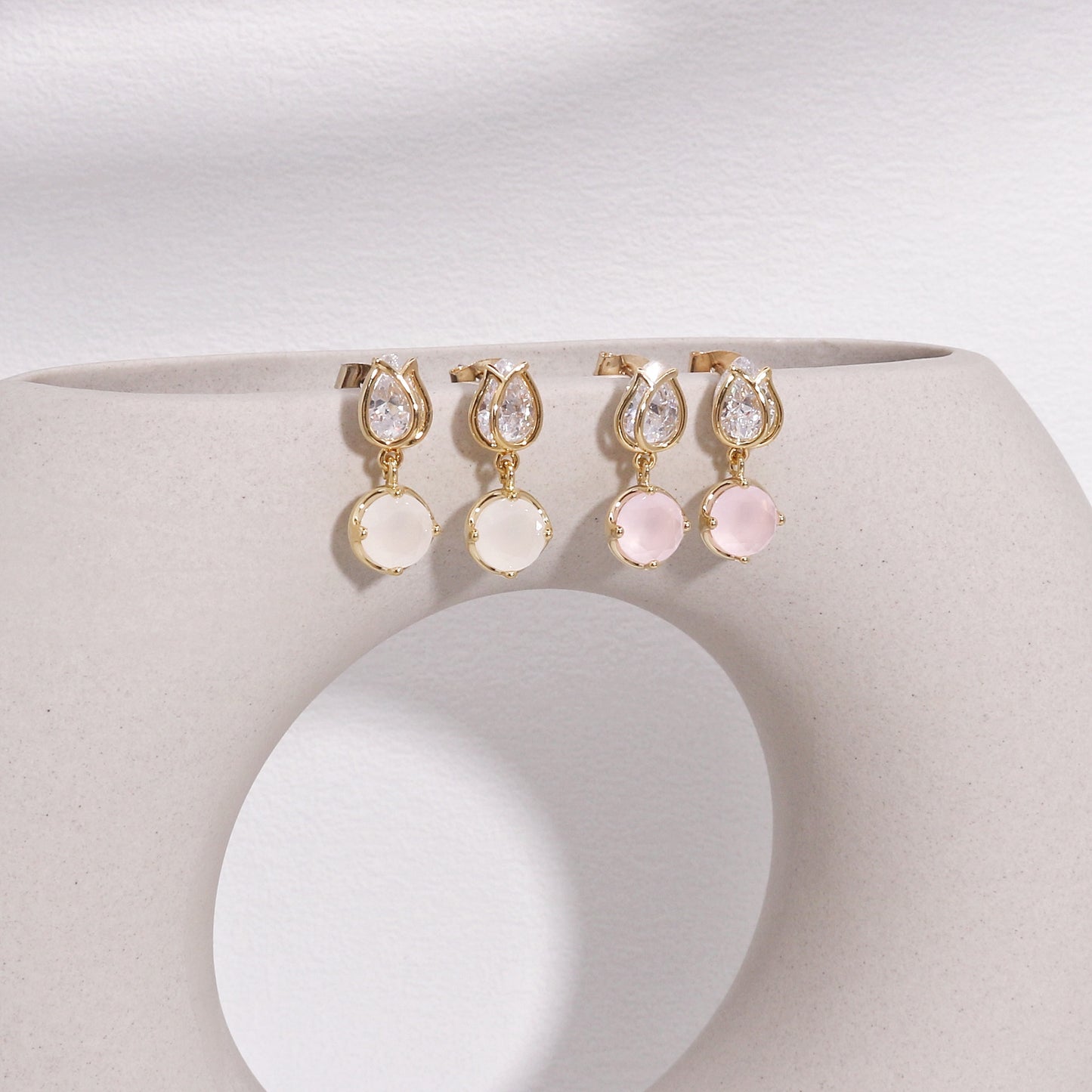 Lila Stylish CZ Colored Drop Earrings