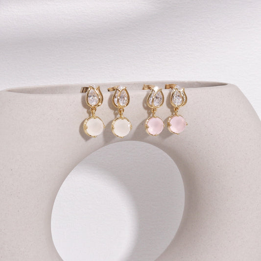 Lila Stylish CZ Colored Drop Earrings