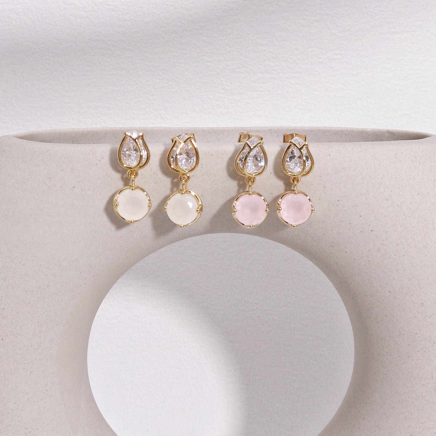 Lila Stylish CZ Colored Drop Earrings