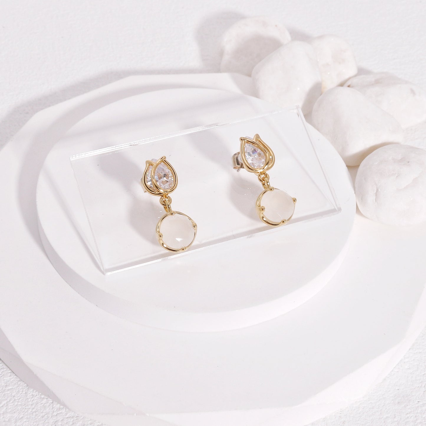 Lila Stylish CZ Colored Drop Earrings