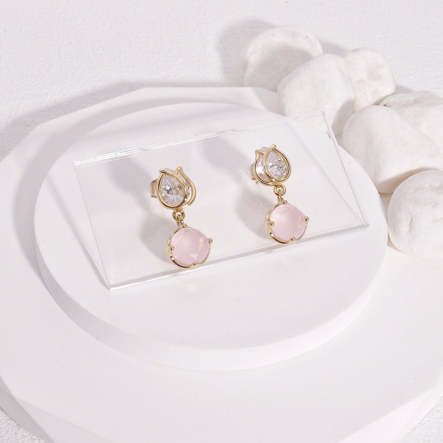 Lila Stylish CZ Colored Drop Earrings