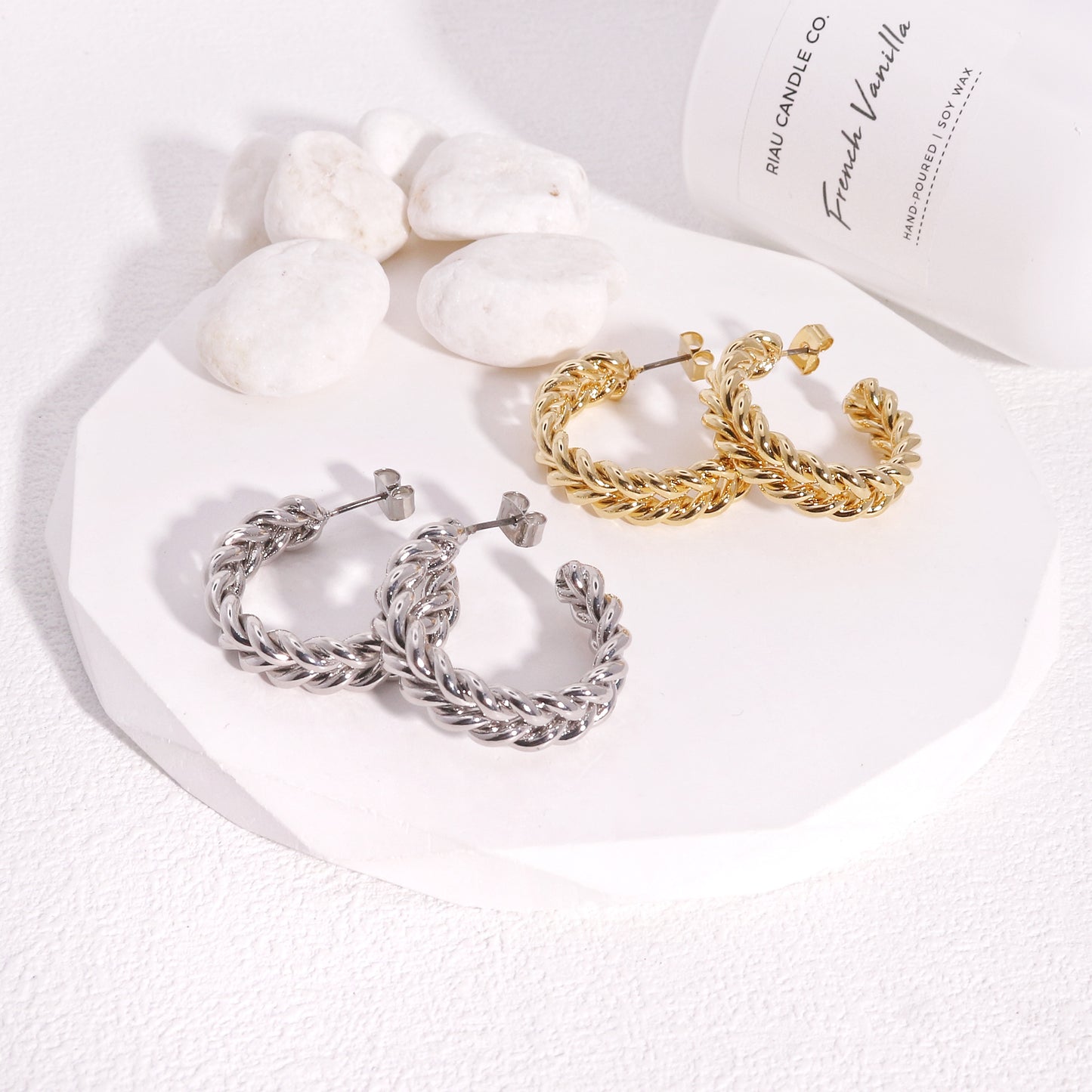 Sienna Roman Inspired Wreath Metal Hoop Earrings