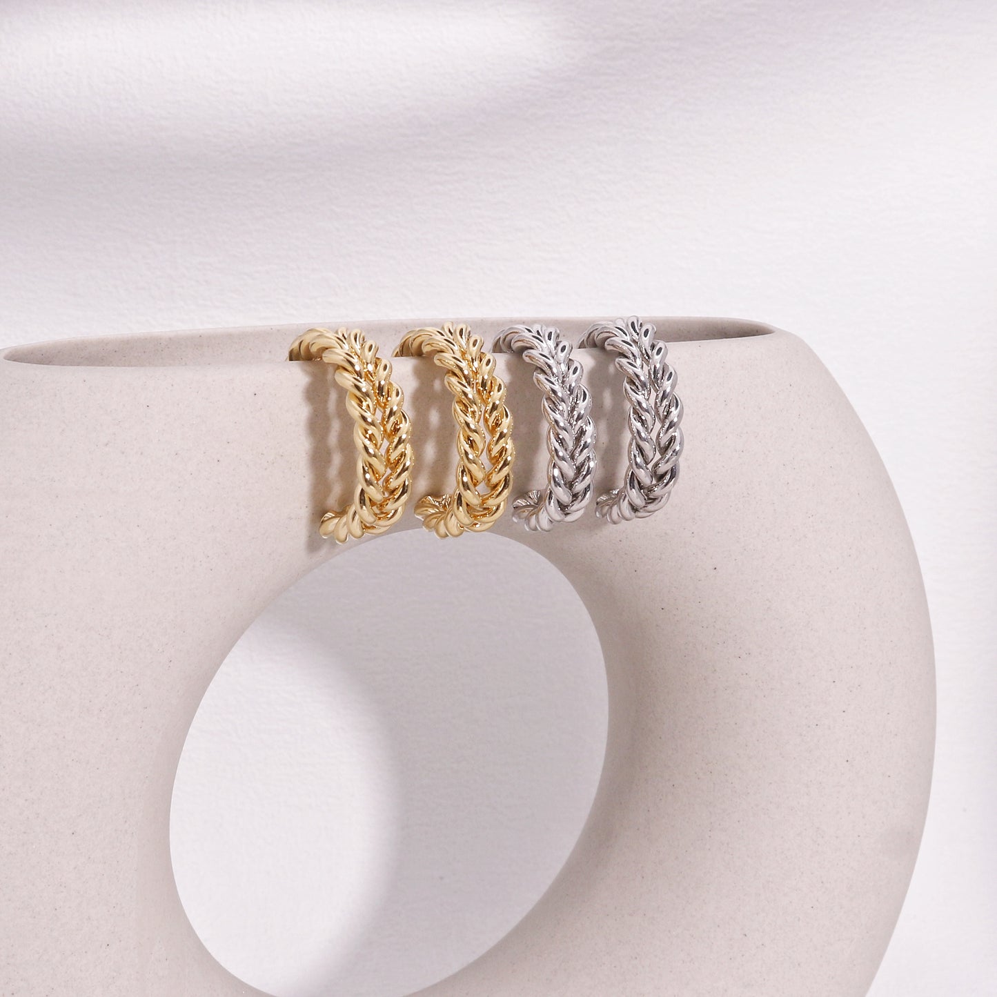 Sienna Roman Inspired Wreath Metal Hoop Earrings