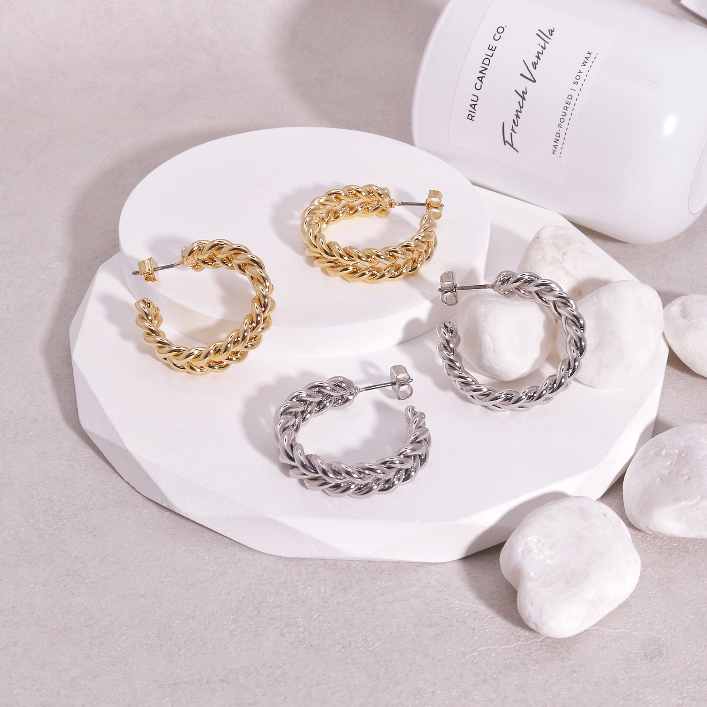 Sienna Roman Inspired Wreath Metal Hoop Earrings
