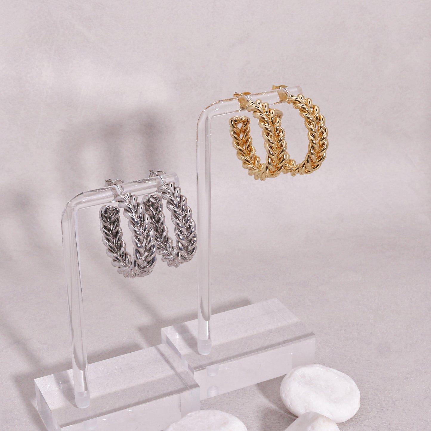Sienna Roman Inspired Wreath Metal Hoop Earrings