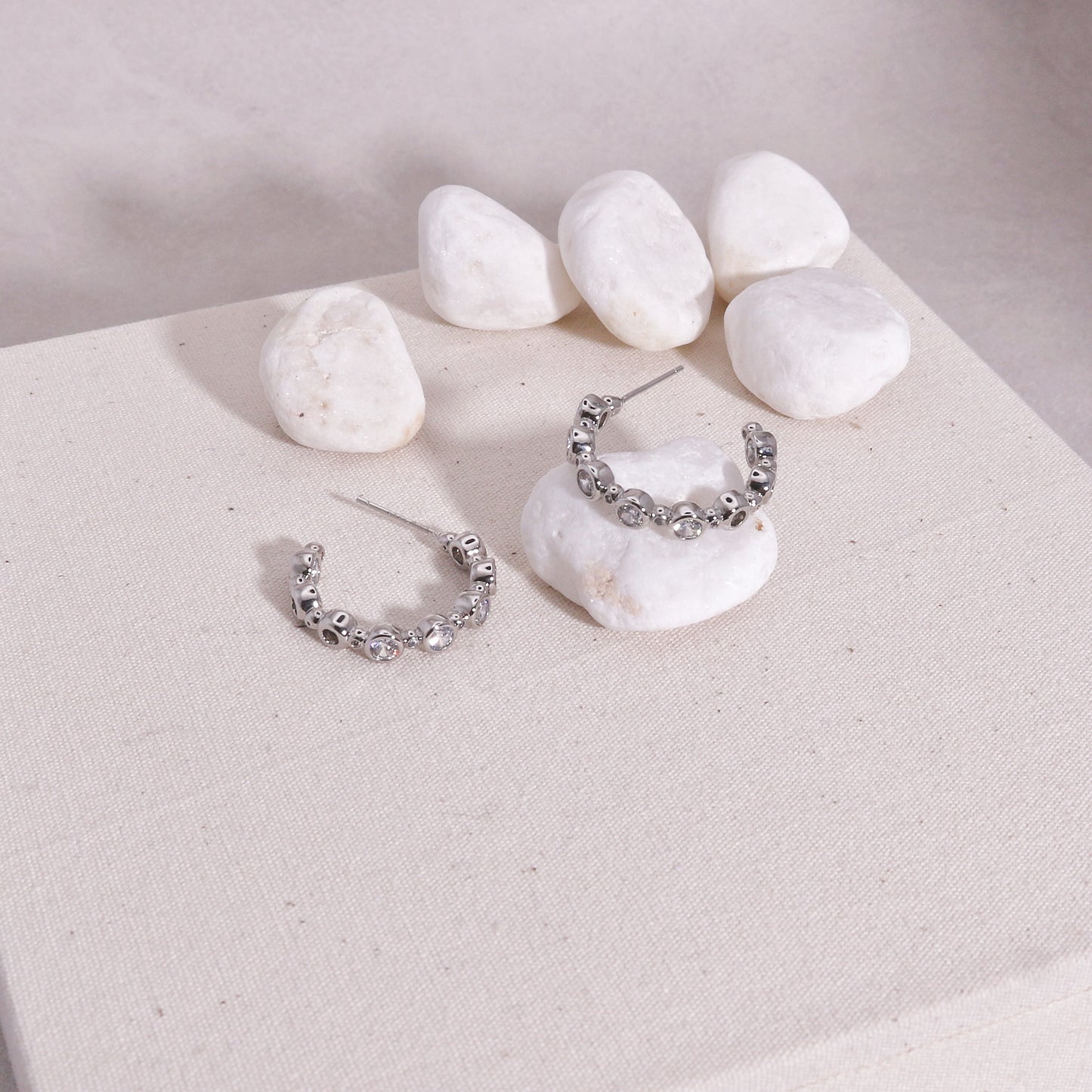 Ember CZ Stone Solitaire Hoop Earrings