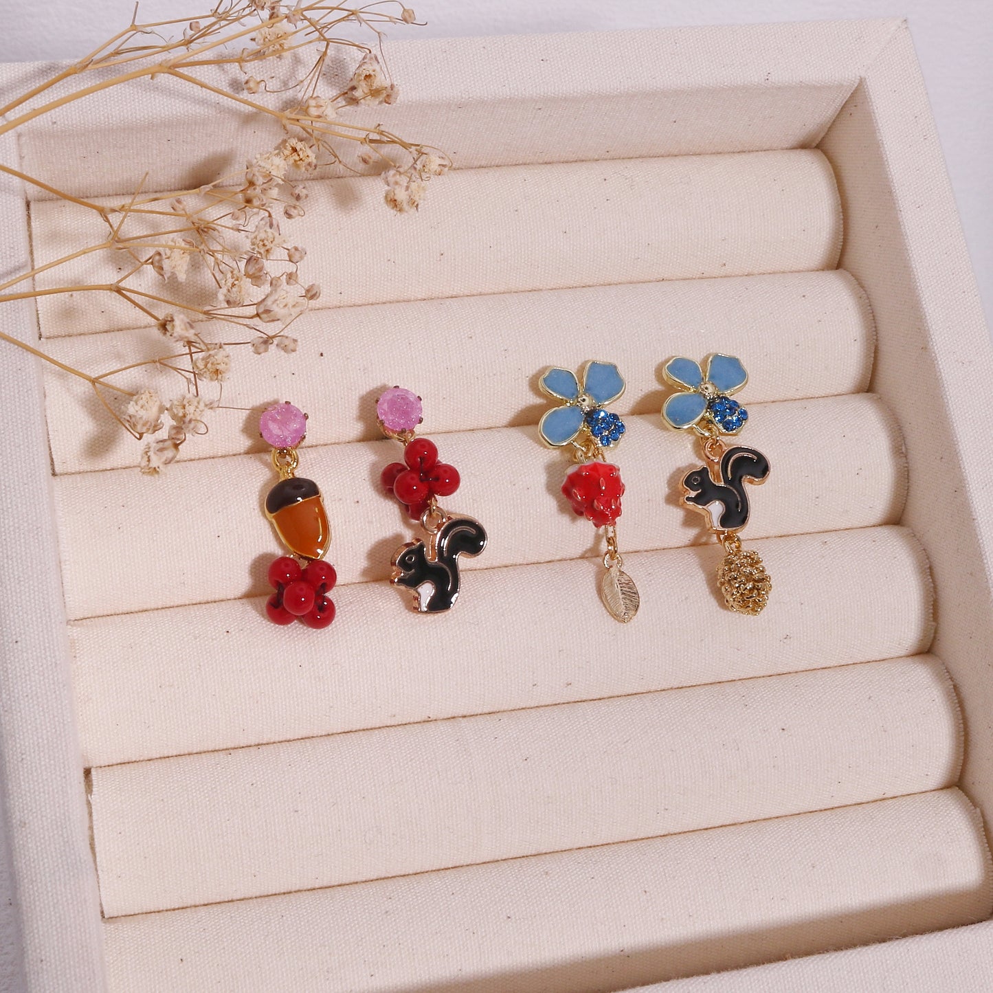 Brielle's Fun Handmade Asymmetrical Squirrel Earrings