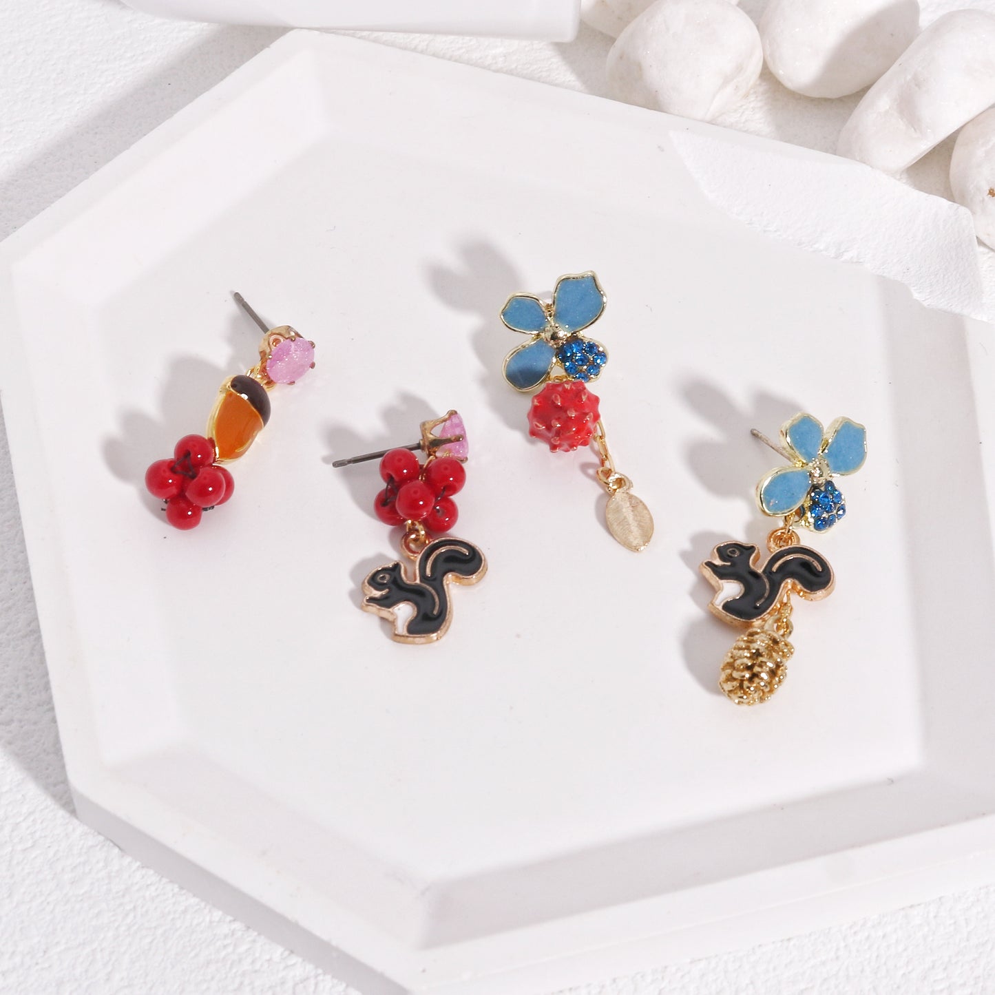 Brielle's Fun Handmade Asymmetrical Squirrel Earrings