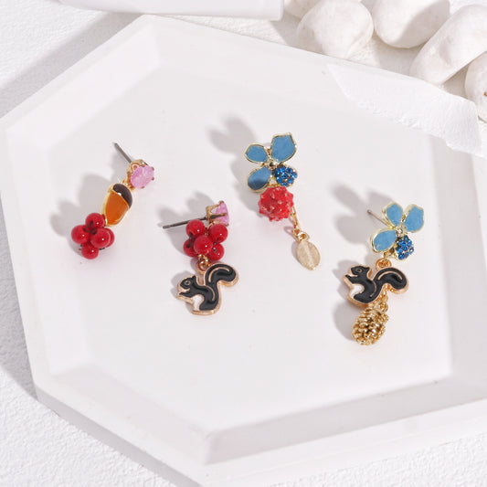Brielle's Fun Handmade Asymmetrical Squirrel Earrings